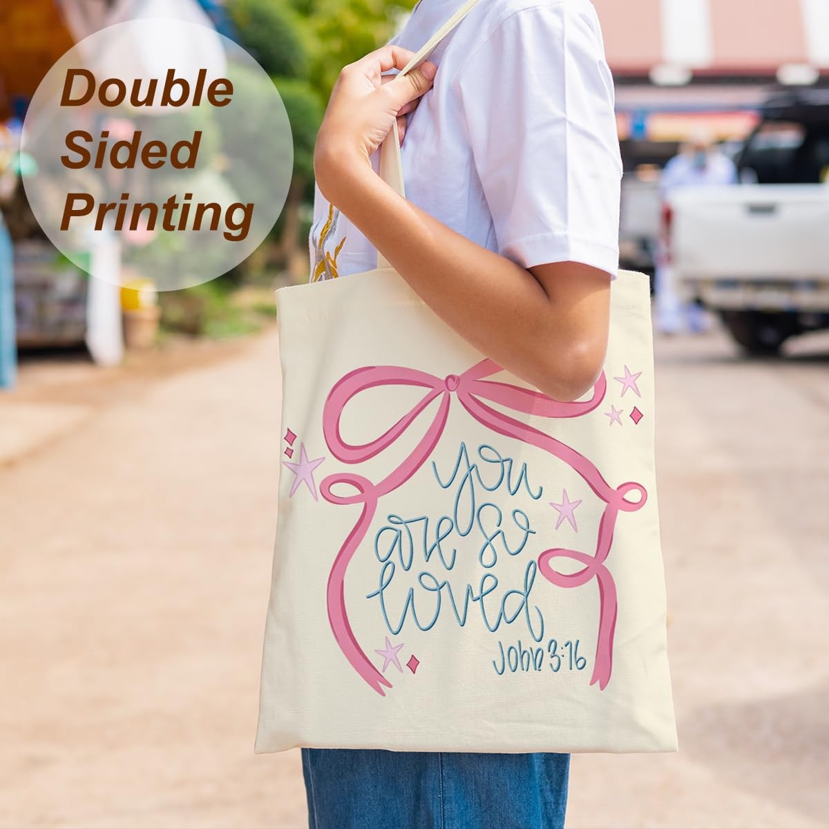 Religious Canvas Tote Bag, Inspirational Christian Gifts for Women Daughter N…