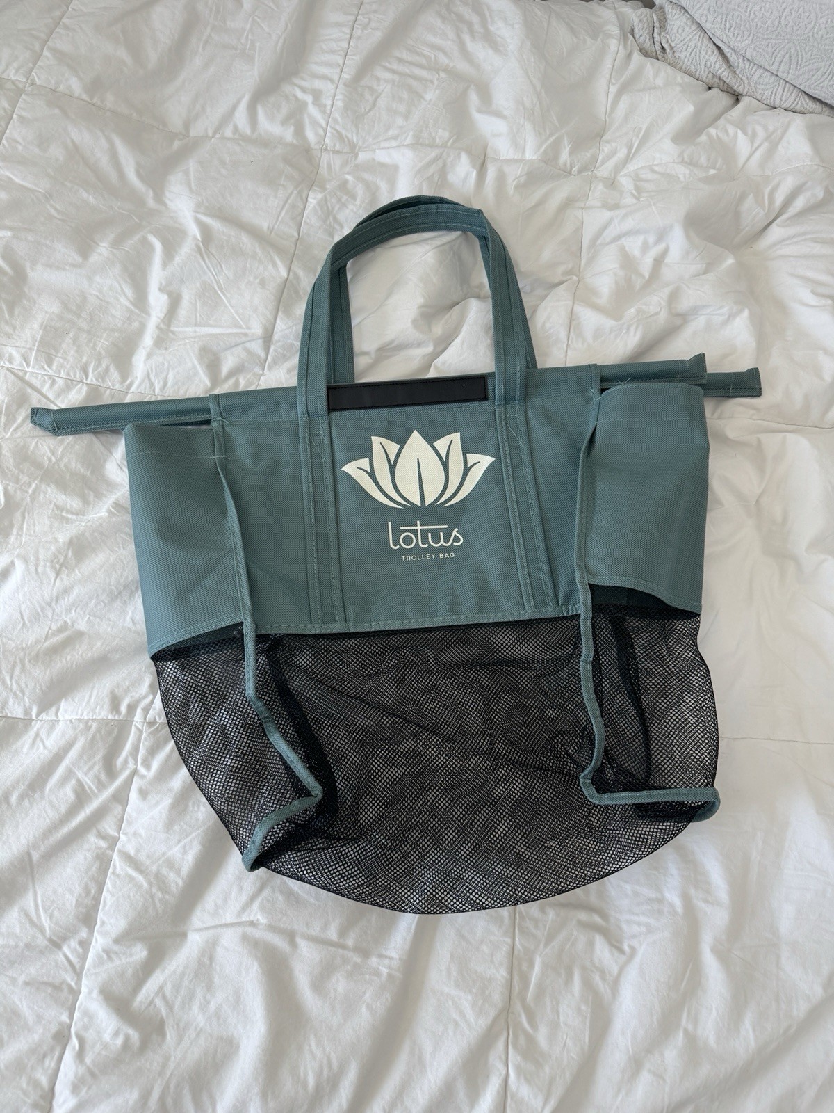 Lotus Trolley Bag Grocery Cart Organizer | Teal Blue Mesh Reusable Bag