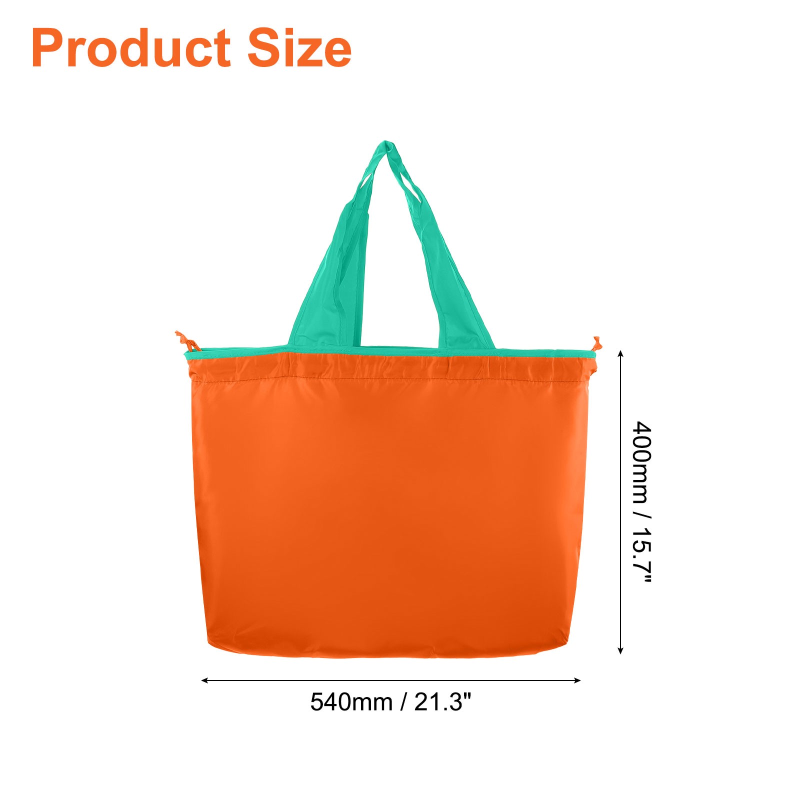 1Pcs 21″ x 16″ Washable Shopping Totes Fit in Pocket (Orange)