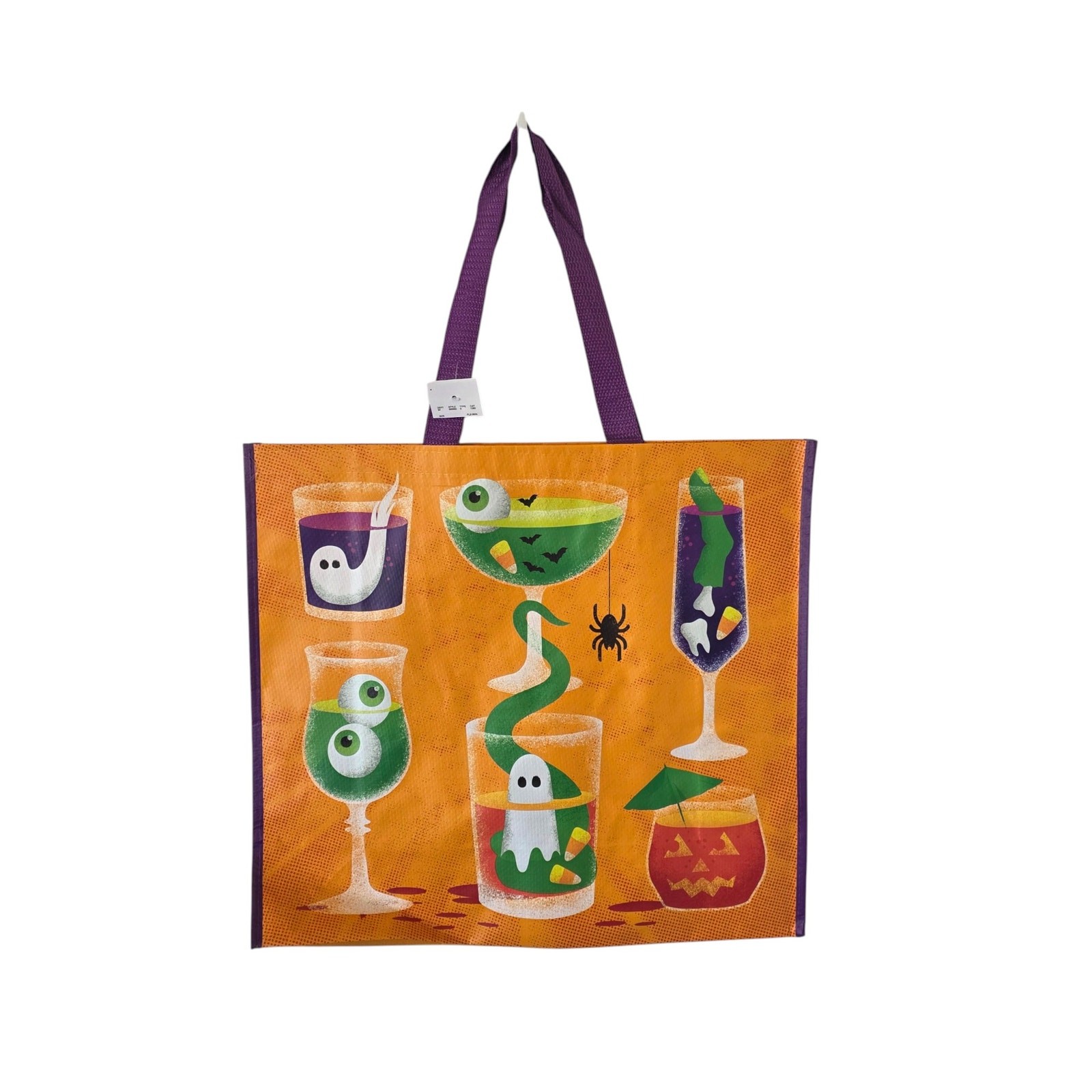 Home Goods Halloween Cocktails Spooky Scary Reusable Tote Bag 19 x18 x 8 NEW