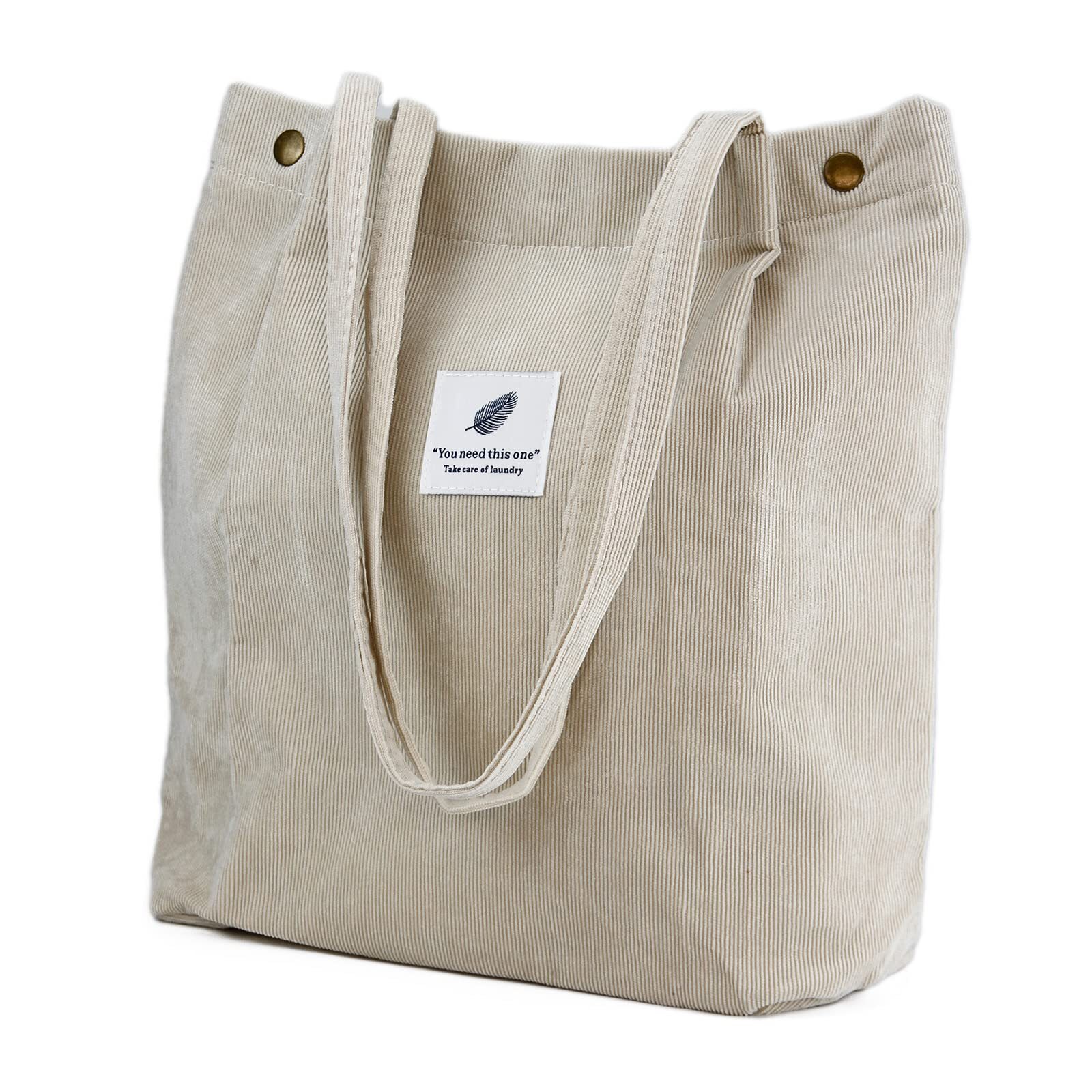 Corduroy Tote Bag for Women Shoulder Bag with Inner Pocket for Travel Shopping