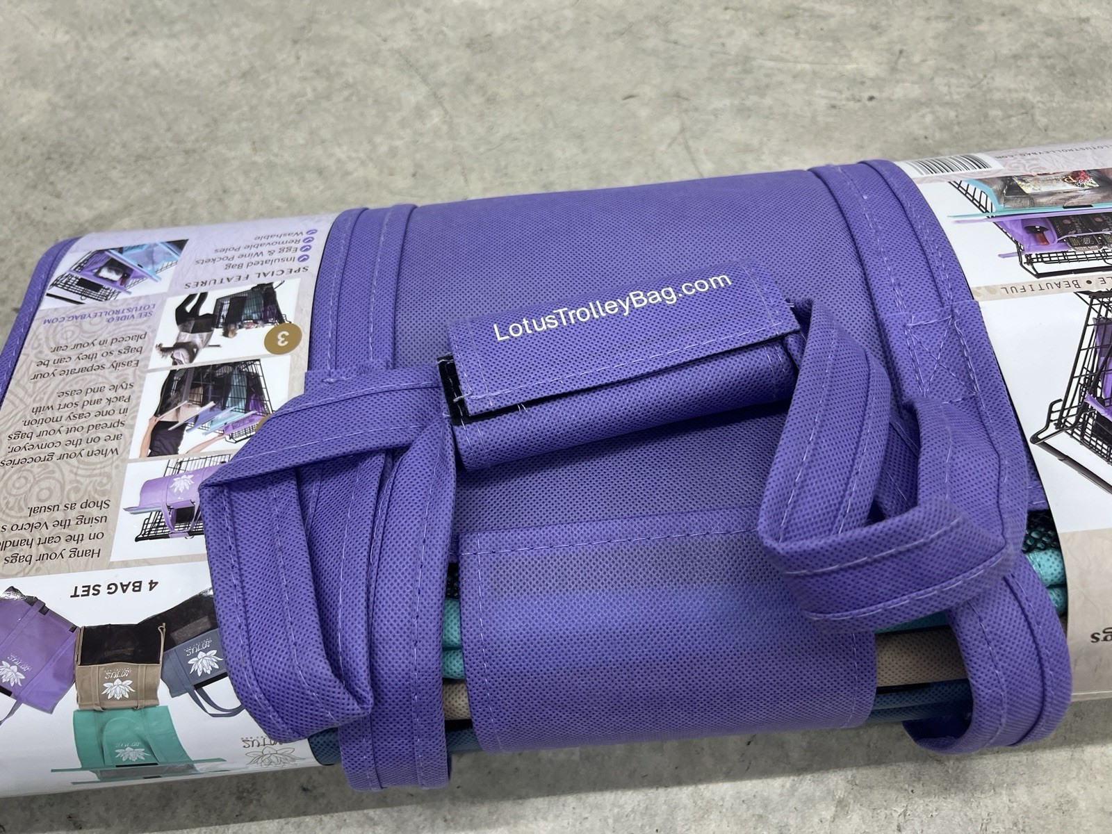 Lotus Shopping Cart Bags Wrap Bundle Grab and Go Eco Friendly Multicolor New ~