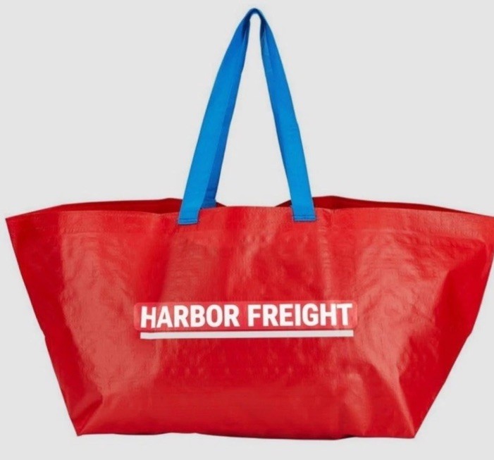 Lot of 3 Harbor Freight Red Blue Tote Bag Large Reusable Shopping Grocery Bag