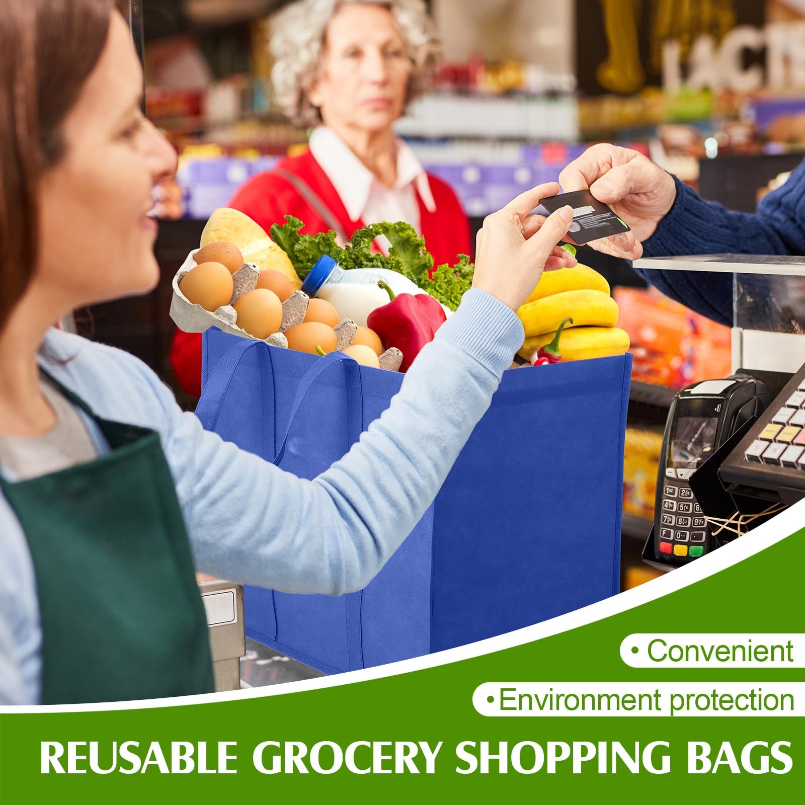 Hillban 30 Pack Reusable Grocery Bags Bulk Heavy Duty Large Shopping Bags Was…