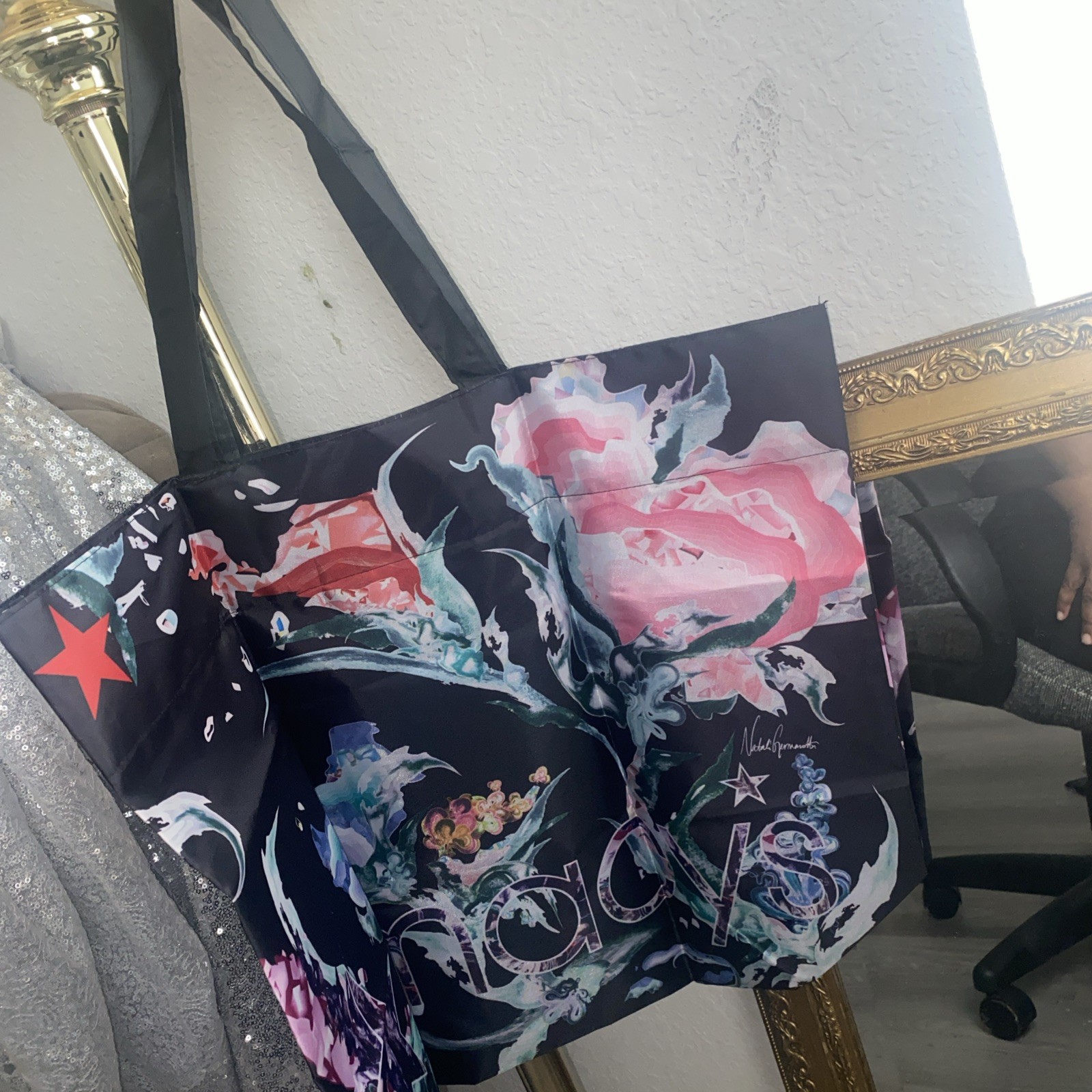MACY’S Reusable Shopping Tote Bag “From Beach to Bag” Oceancycle, Floral New!