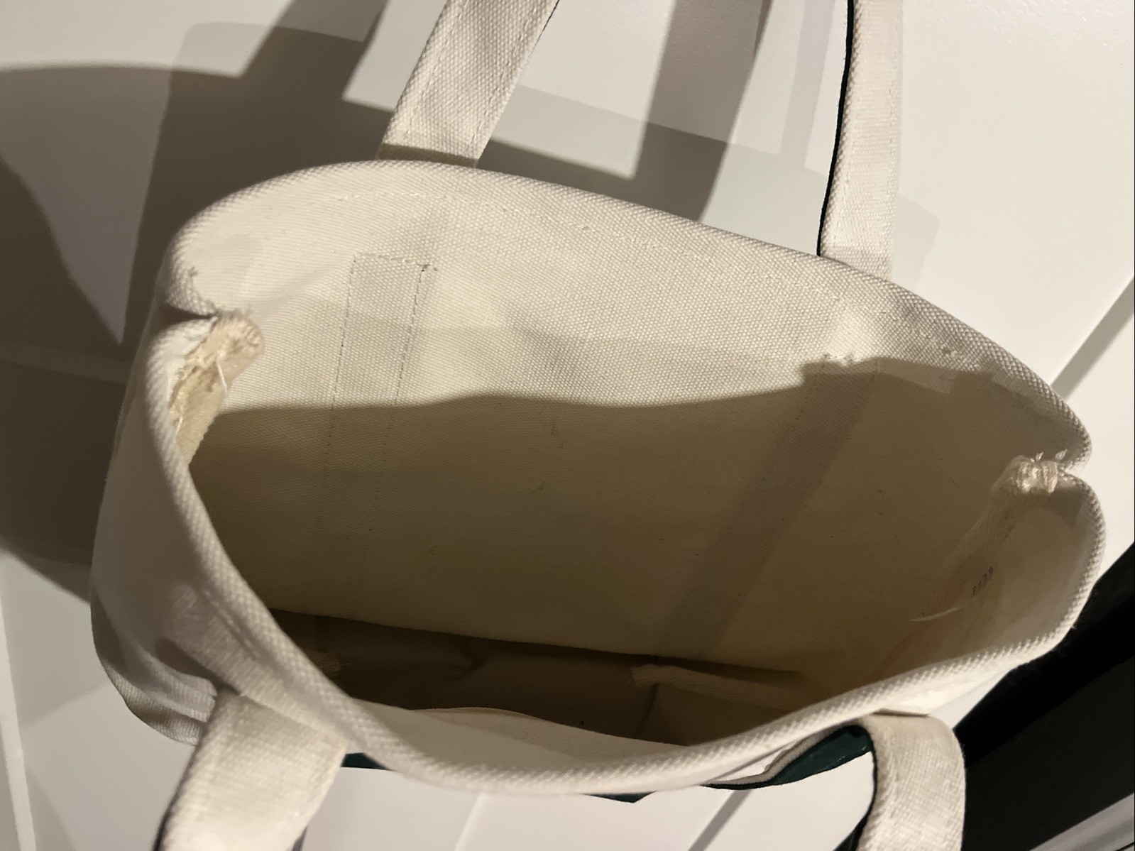 Stonewall Kitchen Canvas Tote Bag Small White & Green Pockets Heavy Duty
