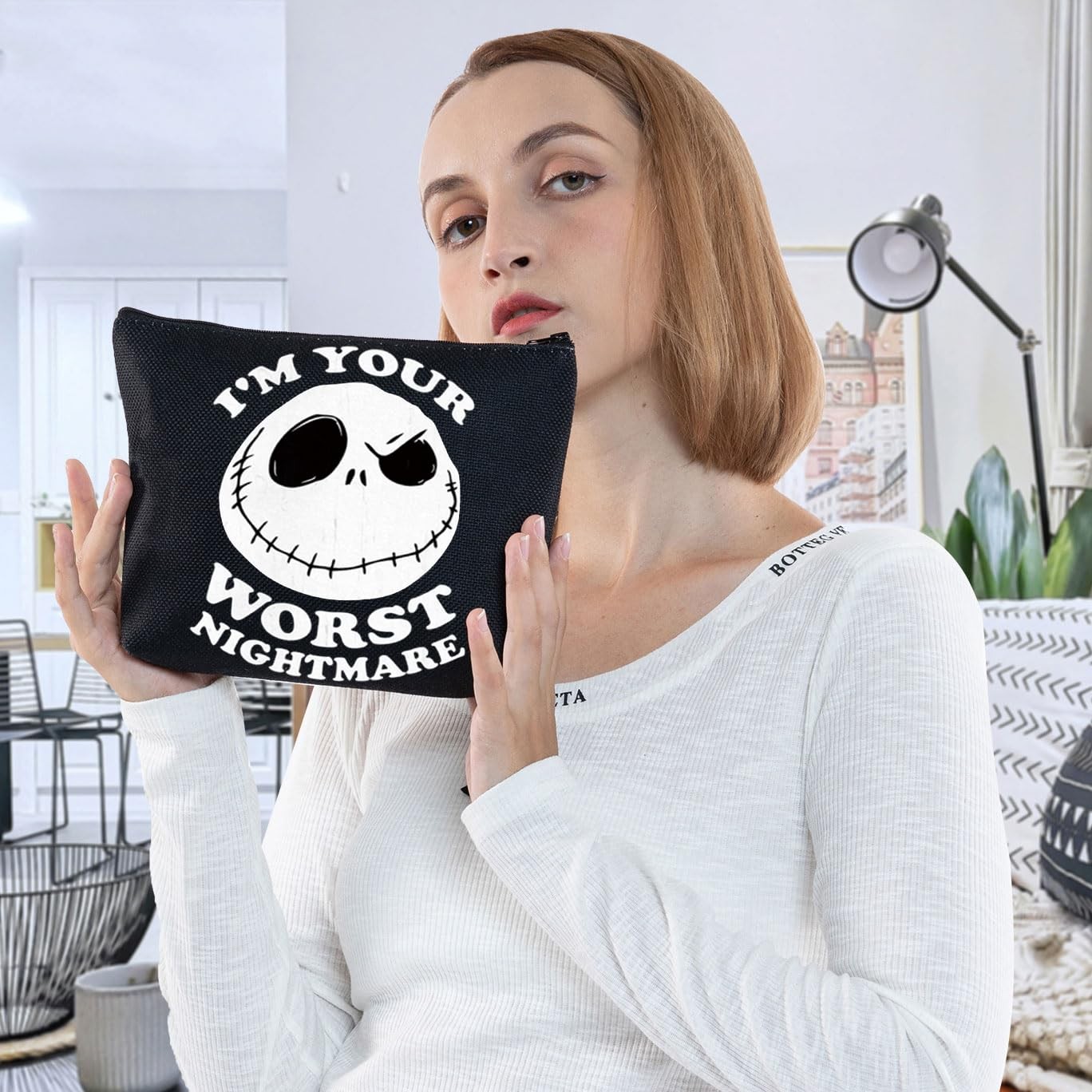 WZMPA Funny Jack Cosmetic Bag Fans Gifts I’m Your Worst Nightmare -BL