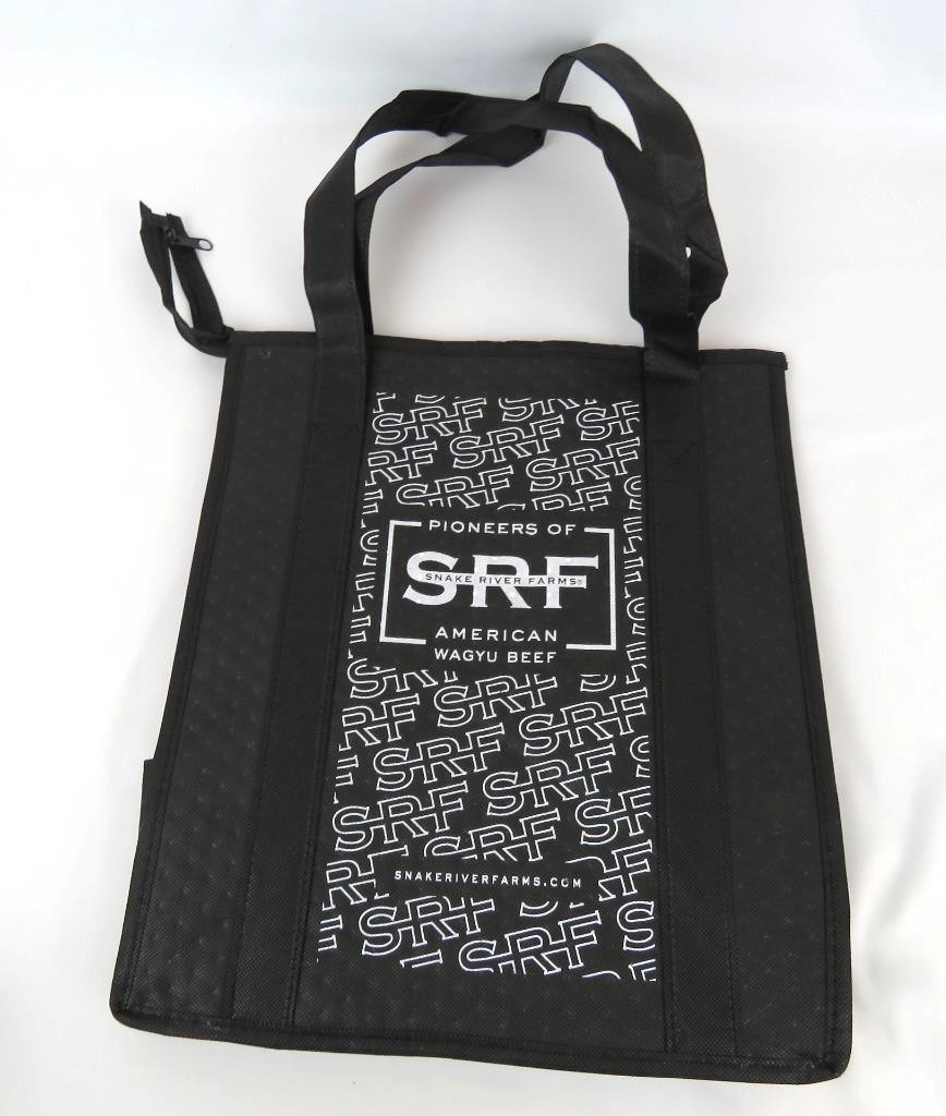 INSULATED Grocery Bag Reusable Large Cooler Shopping Tote BLACK SRF Logo