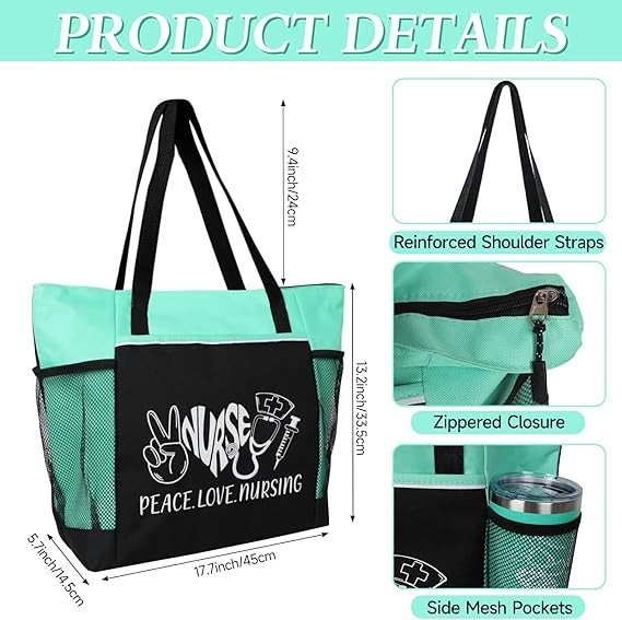 Peace, Love, Nursing. 2 Pieces – Nurse Gifts for Women Includes Zippered Tote…