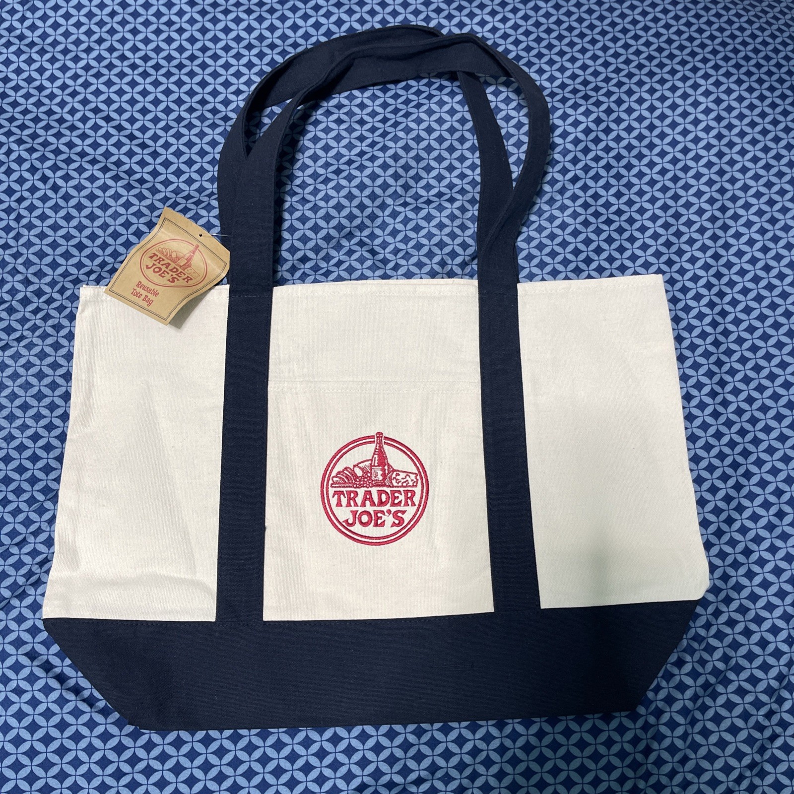 Trader Joe’s Medium Dark Blue Canvas Tote Bag