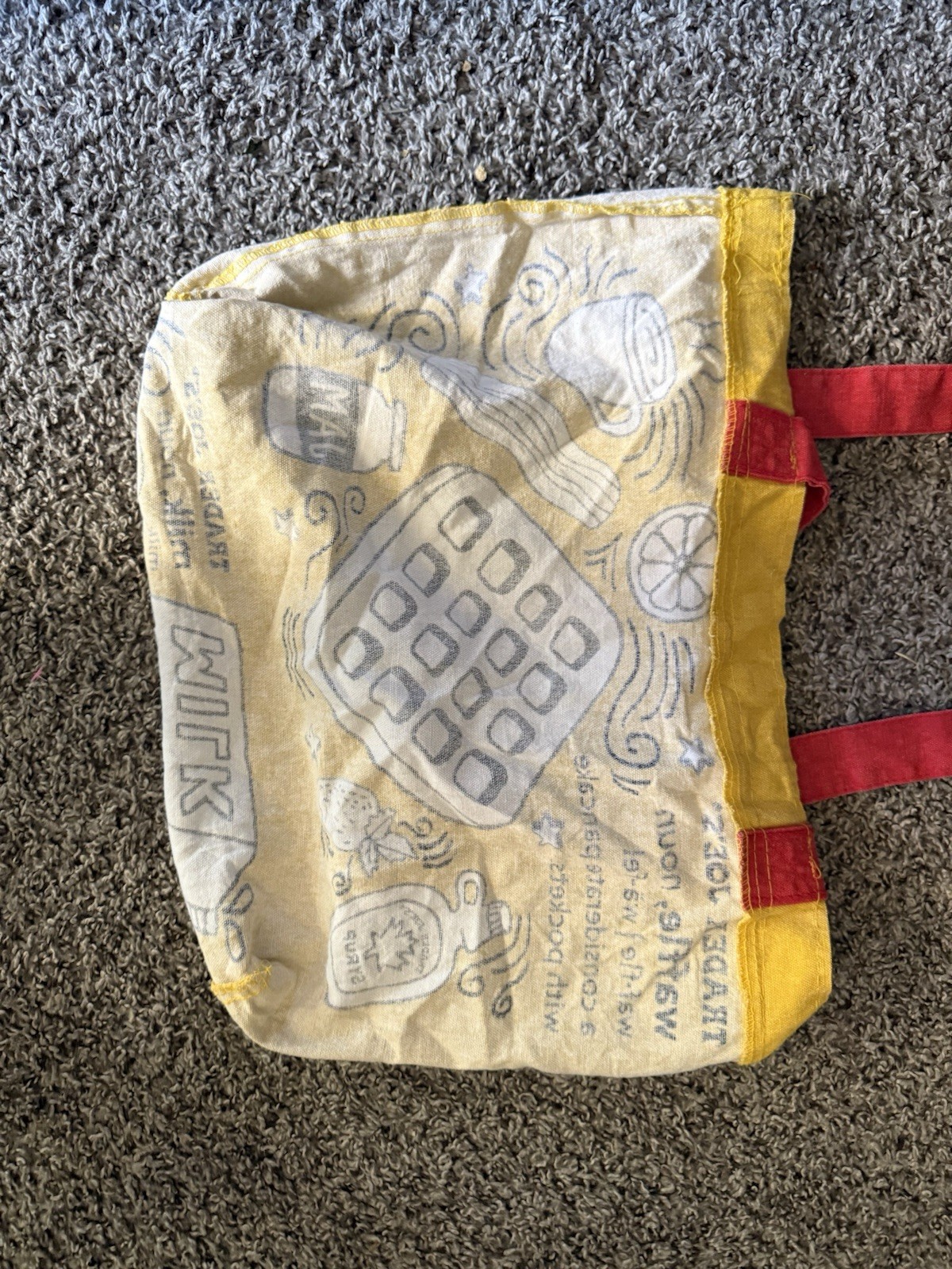 Trader Joe’s Reusable Cotton Canvas Breakfast Tote Bag Waffle Toast Milk