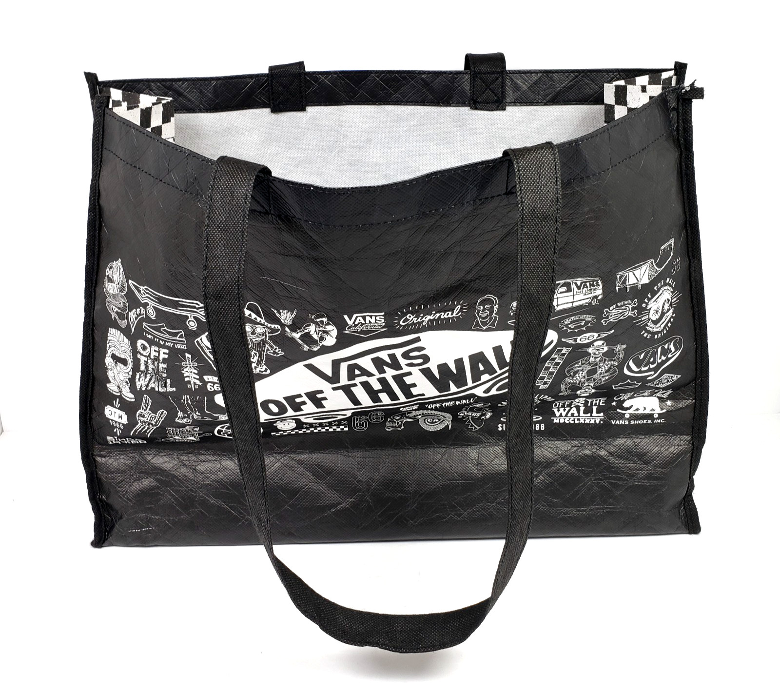 Vans Off The Wall Reusable Large Black/White Classic Checkered Shopping Tote Bag