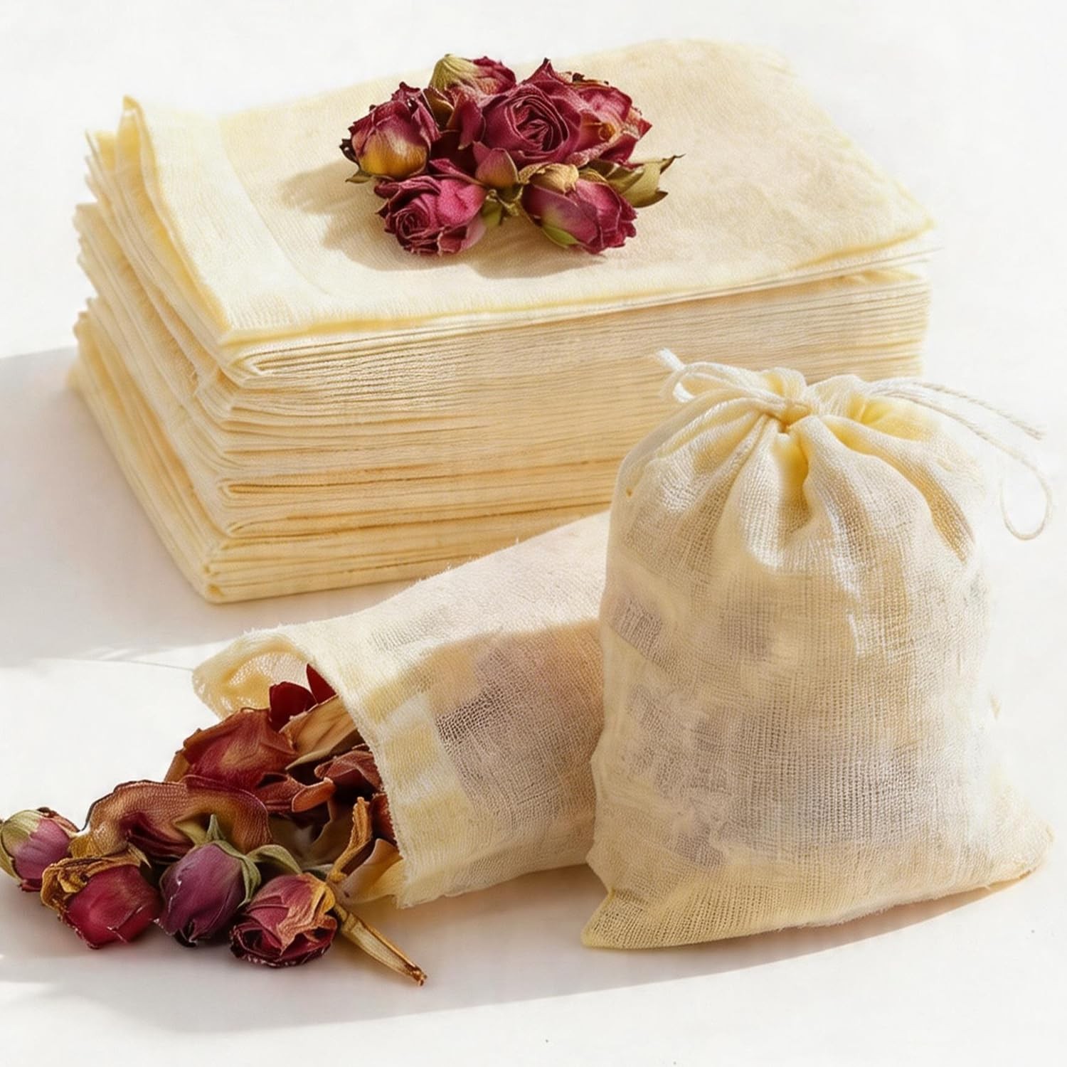 60Pcs Reusable Tea Bags for Loose Leaf Tea, 3x4inch Sachet 3×4-60pcs, Natural