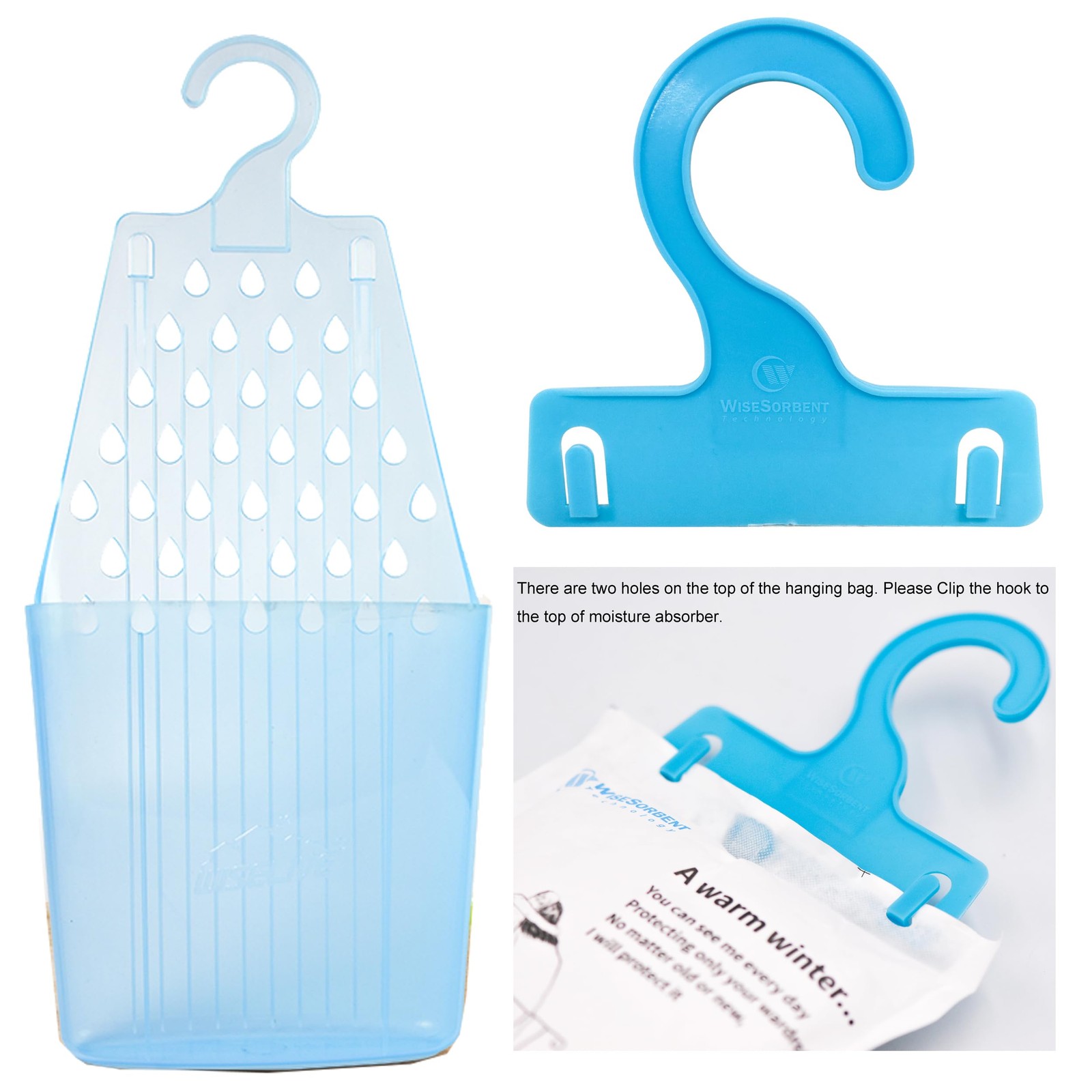 Wisesorb Moisture Absorber Packets with Plastic Case & 4 Piece Set, Blue
