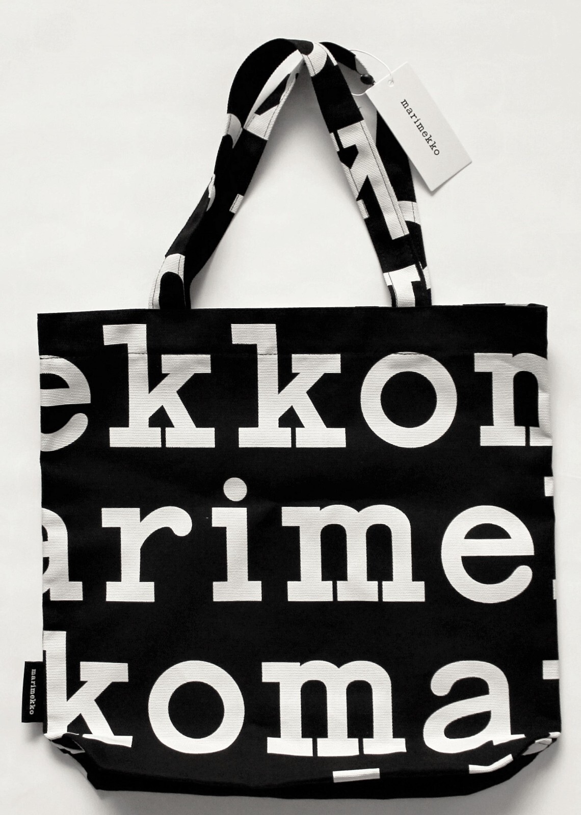 Marimekko Notko Logo bag, black/white 33×39,5cm