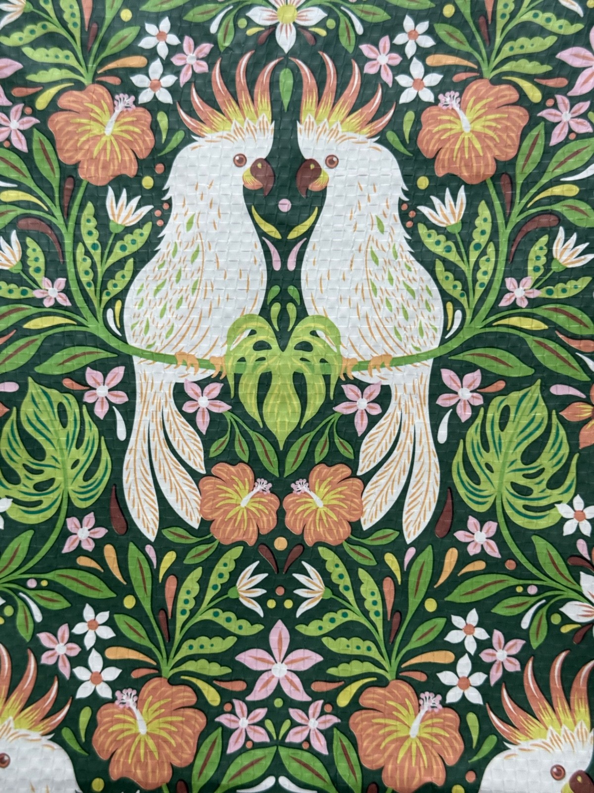 MARSHALLS REUSABLE LARGE TOTE SHOPPING BAG 20″ X 18″ PARROT TROPICAL GREEN PINK