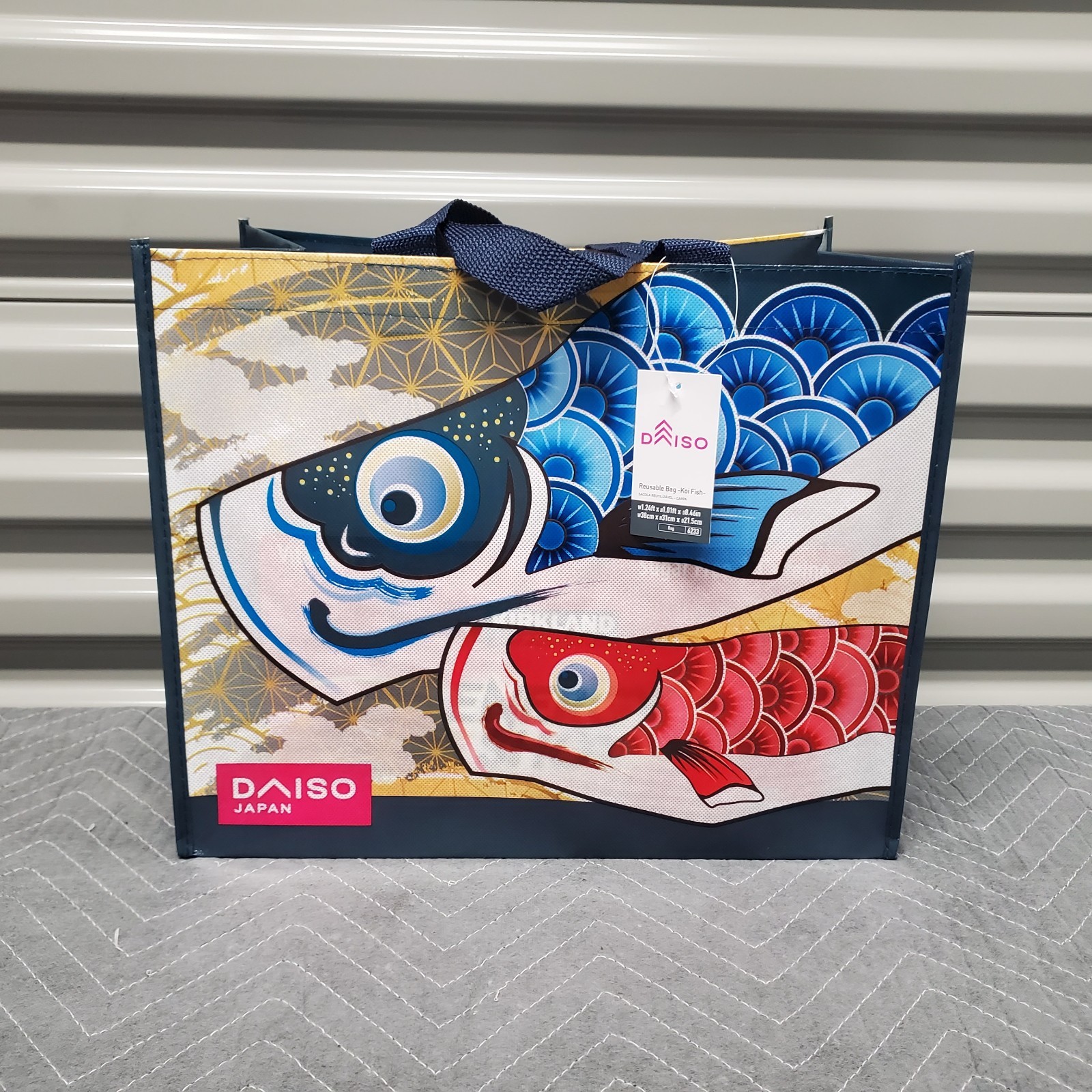 Abstract Koi Fish Reusable Grocery Shopping Tote Bag Medium 15x12x8″ Daiso Japan