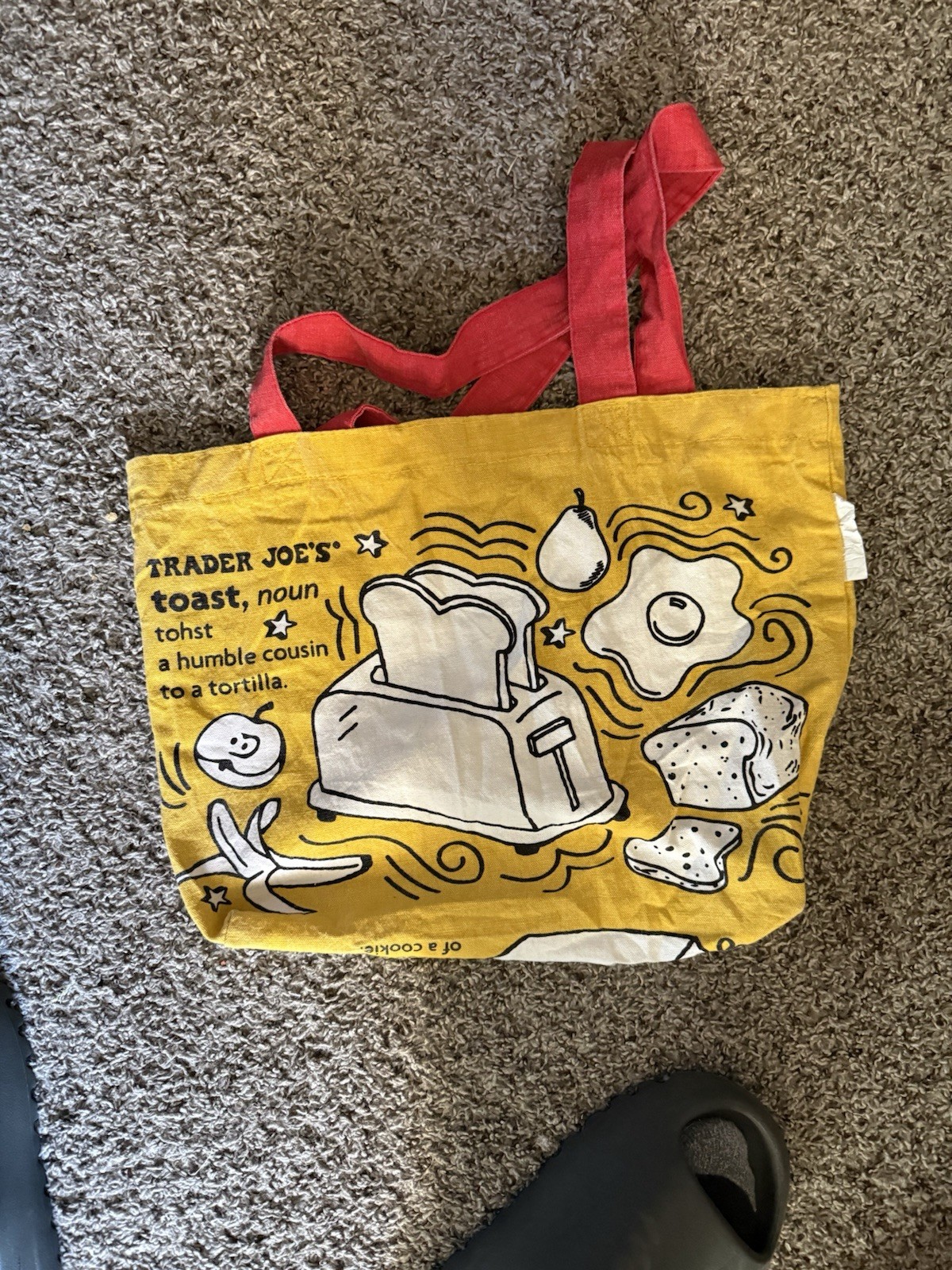 Trader Joe’s Reusable Cotton Canvas Breakfast Tote Bag Waffle Toast Milk