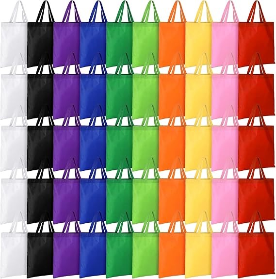 100 Reusable Canvas Tote Bags 15”x16” with Handles – Bulk Pack