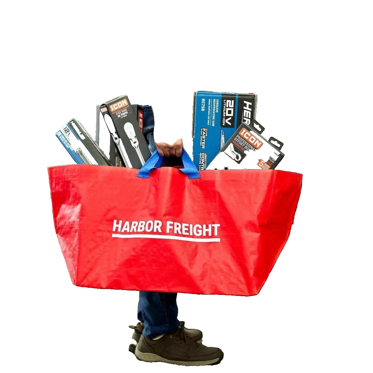 Large Harbor Freight Shopping Bag ,Red, 21½ x 14 x 13¾, 19gallon,55 lb New 1PC