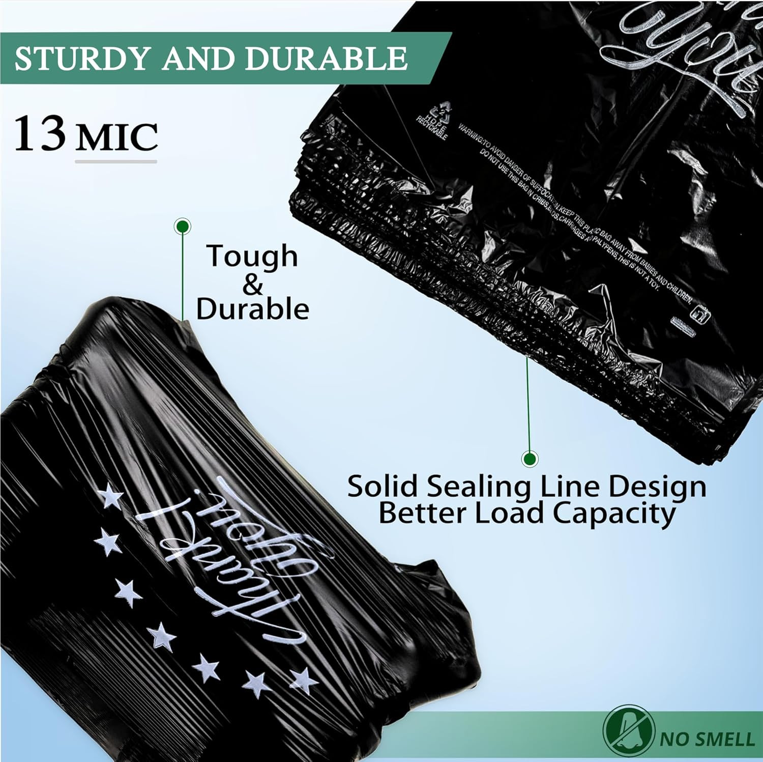 Black Thank you T shirt bag, Grocery shopping bag Reusable and Disposable Superm