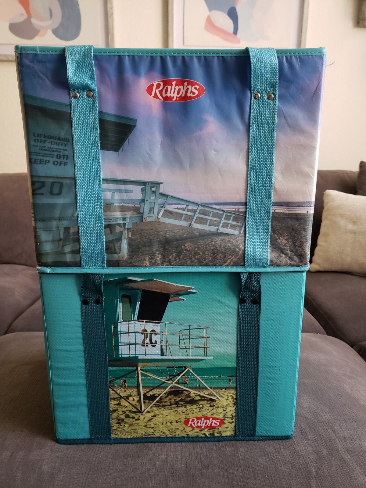 RARE! Set Of 2 Ralphs Grocery Supermarket Reuseable Shopping Totes – Beach…