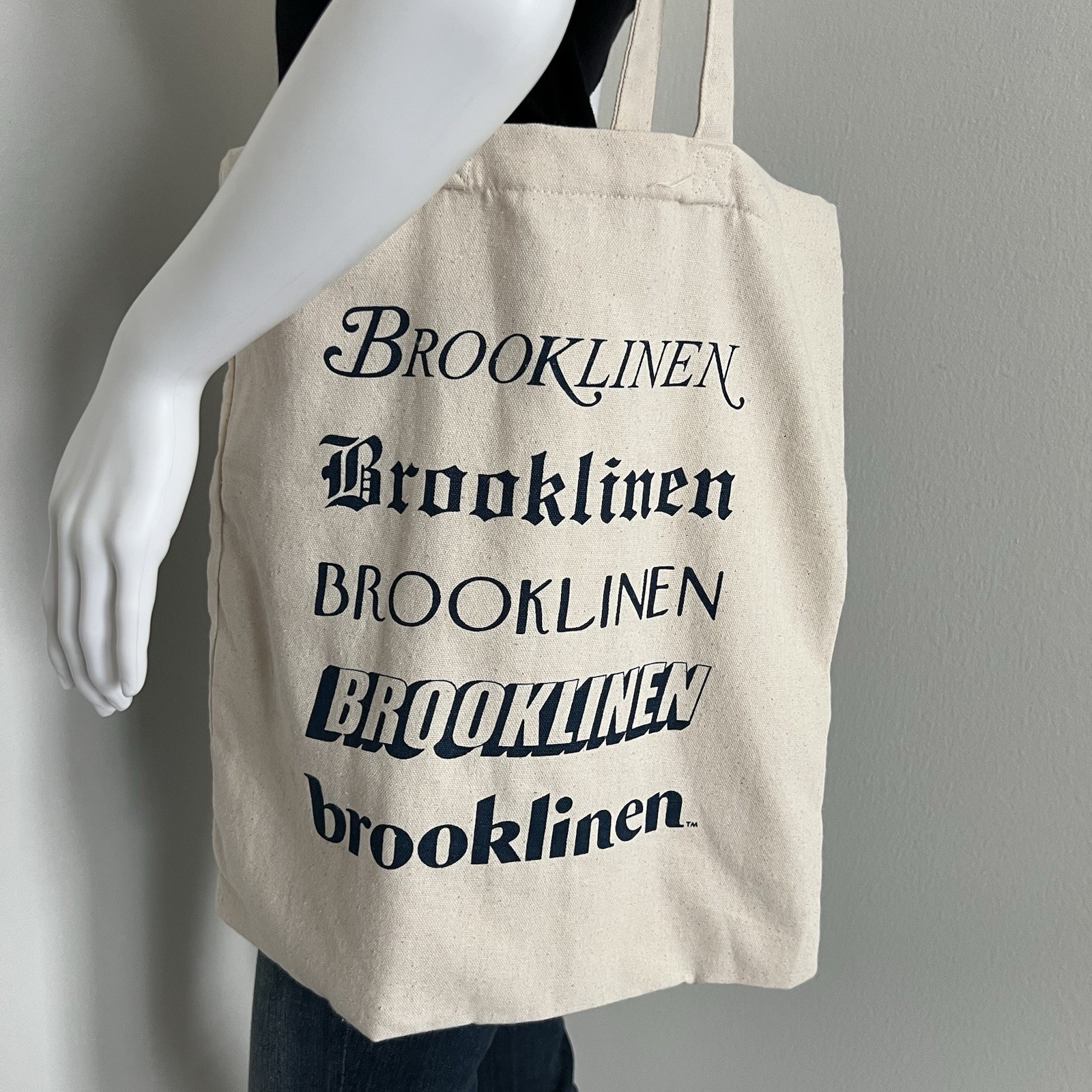 Brooklinen Unisex Tote Bag Grocery Travel Beige Logo 100% Cotton