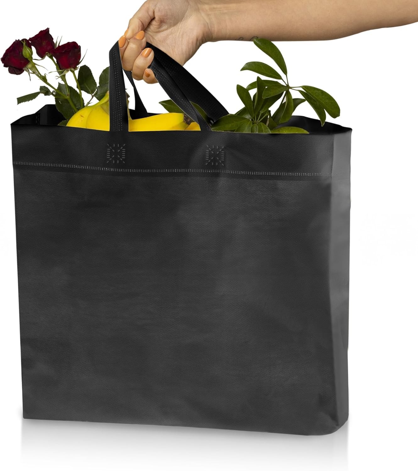 Simply Cool 200 Pack Black Reusable Eco-Friendly Grocery Shopping Bags 12.6″x…