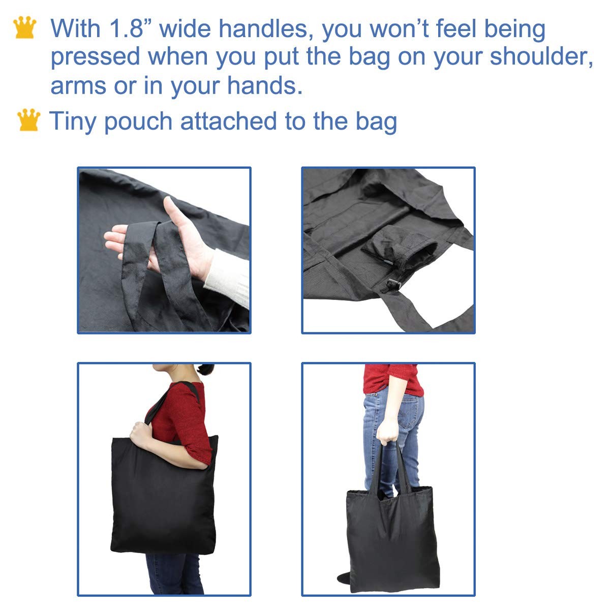 3 PCS Nylon Reusable Grocery Bag Heavy Duty Tote 110 Lbs 19×19 Inch
