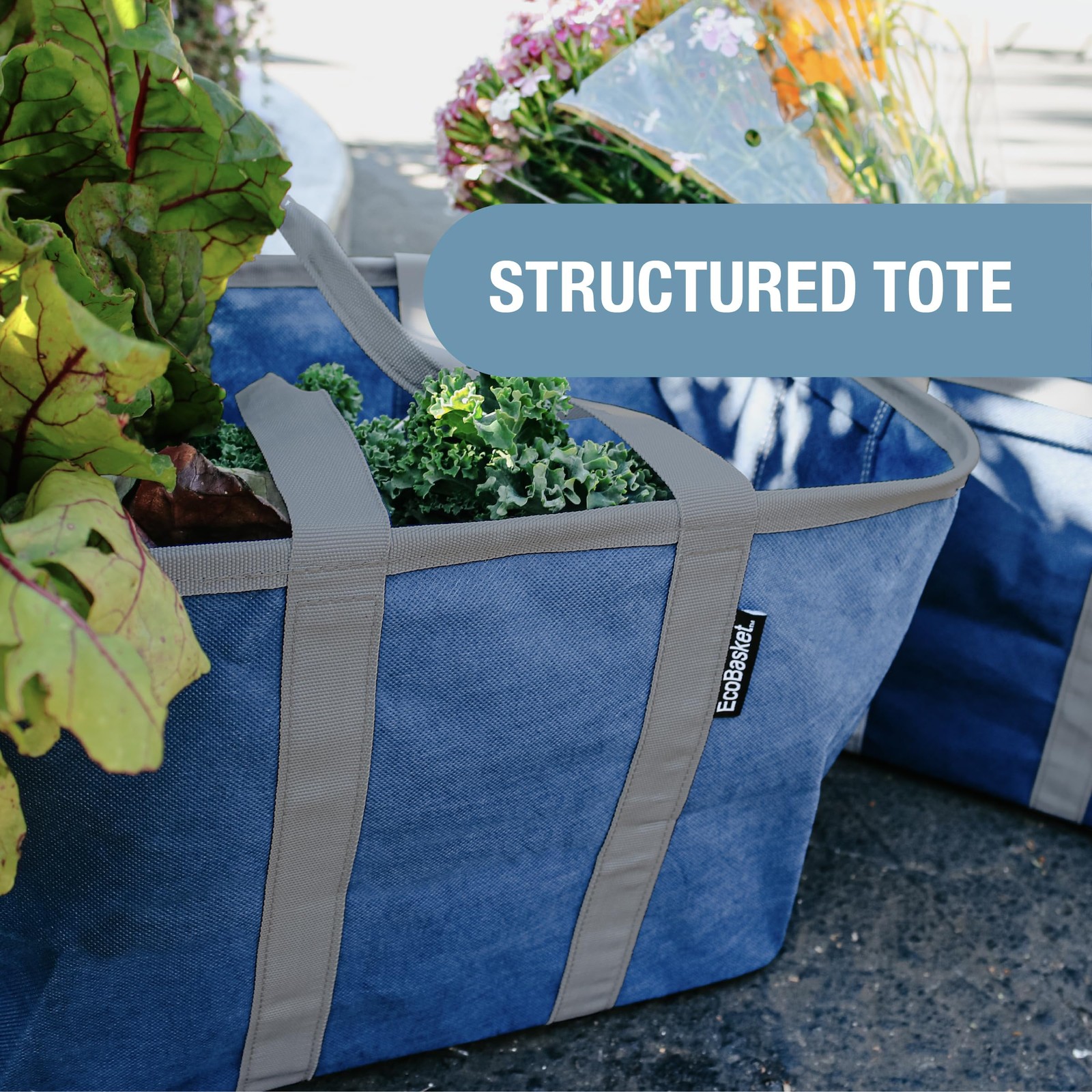 CleverMade EcoBasket 30L Collapsible Tote Basket 3 Pack – Reusable Grocery To…