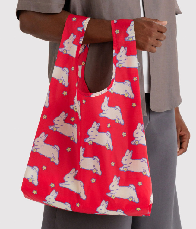 NWT BAGGU Bunnies Standard Reusable Bag Shopping Bags, Red