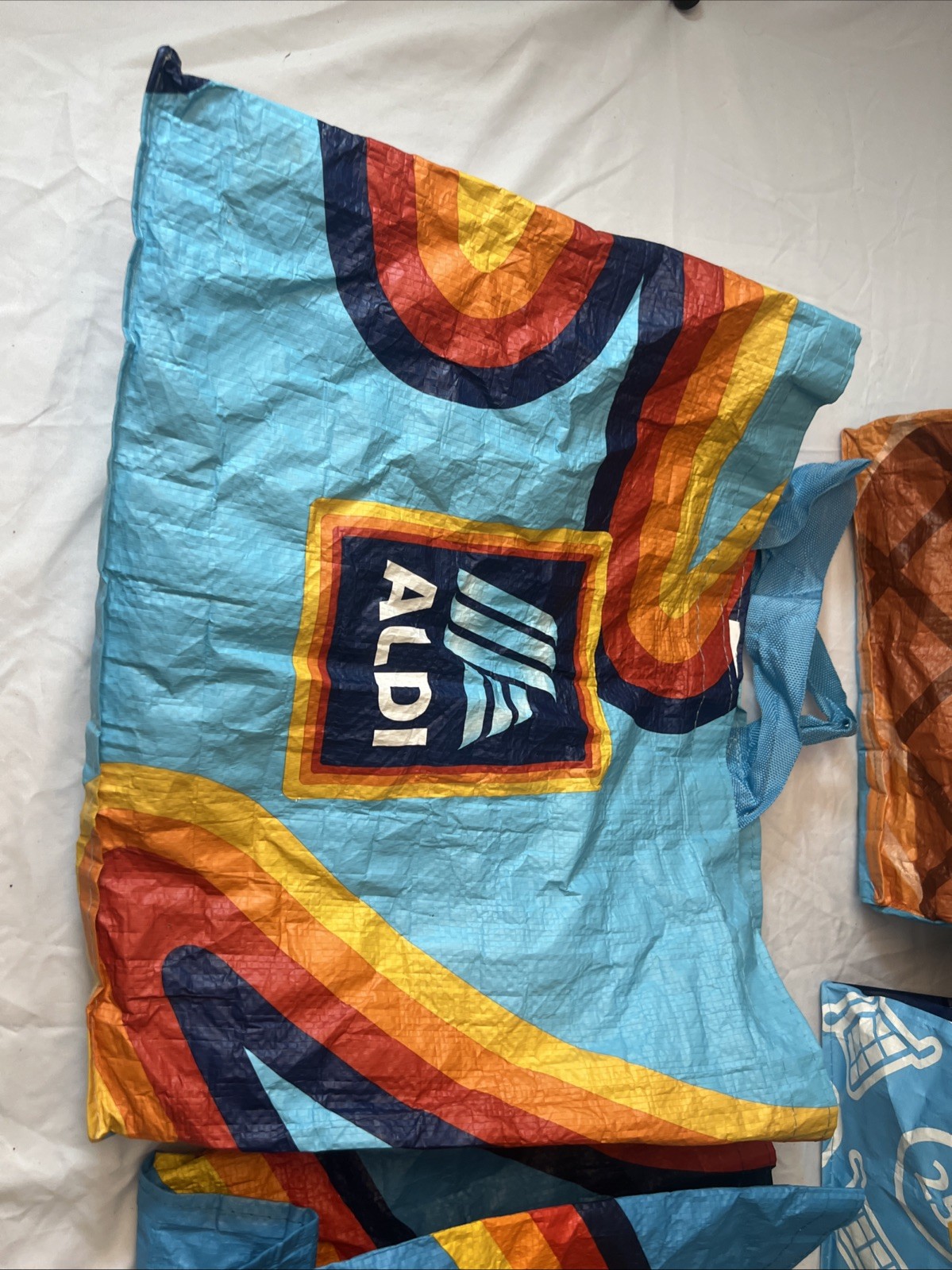 6 Aldi Rainbow & Shopping Cart Reusable Grocery Shopping Tote Bags