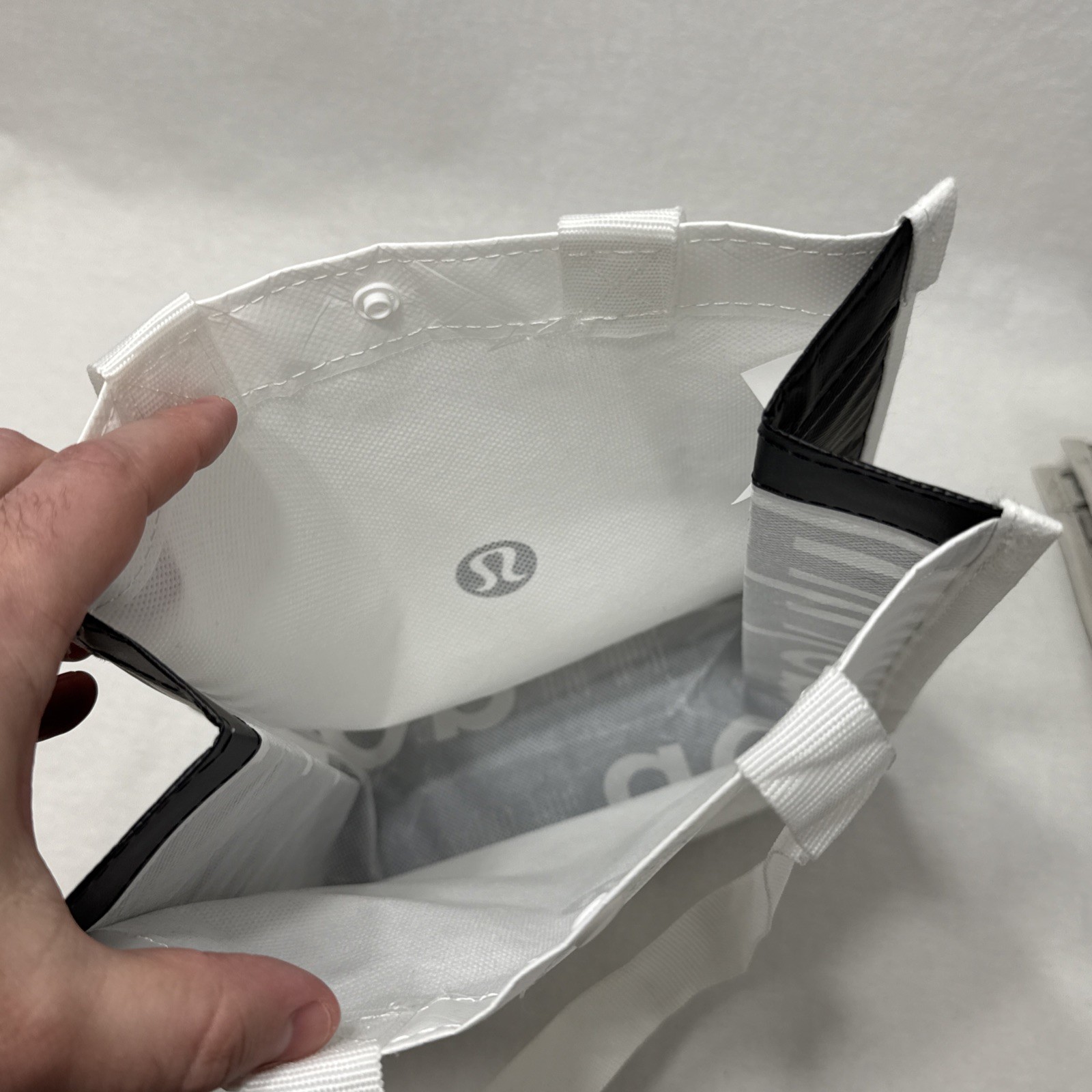 Lot of 2 Lululemon Reusable Tote White-Black | Tan Classic Shopping Bags
