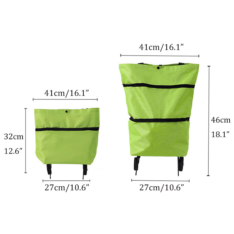 1x Collapsible Shopping Grocery Bag with Wheels Rolling Tote Large Reusable Bags