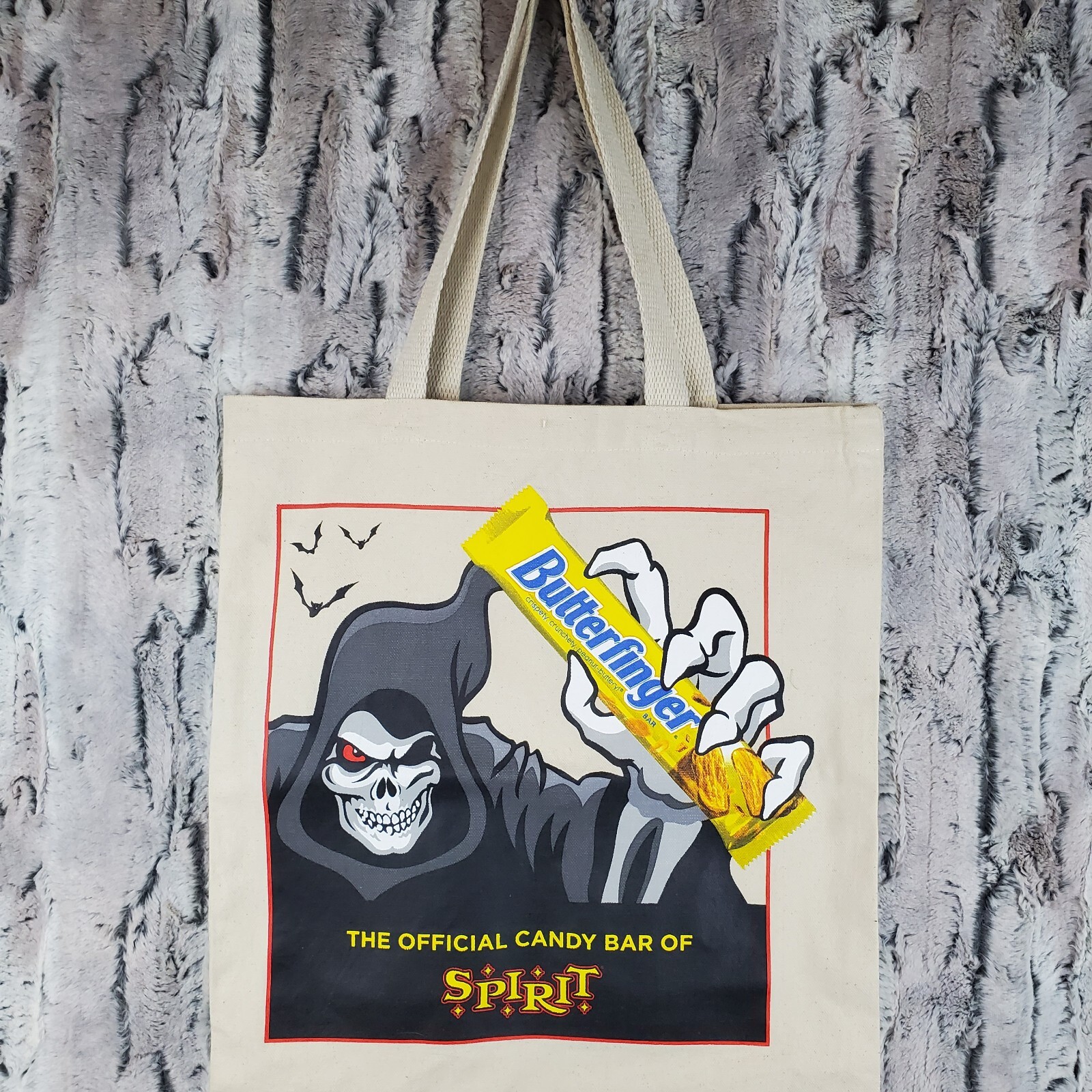 EUC Spirit Halloween Reaper Canvas Trick Or Treat Tote Bag Handles BUTTERFINGER