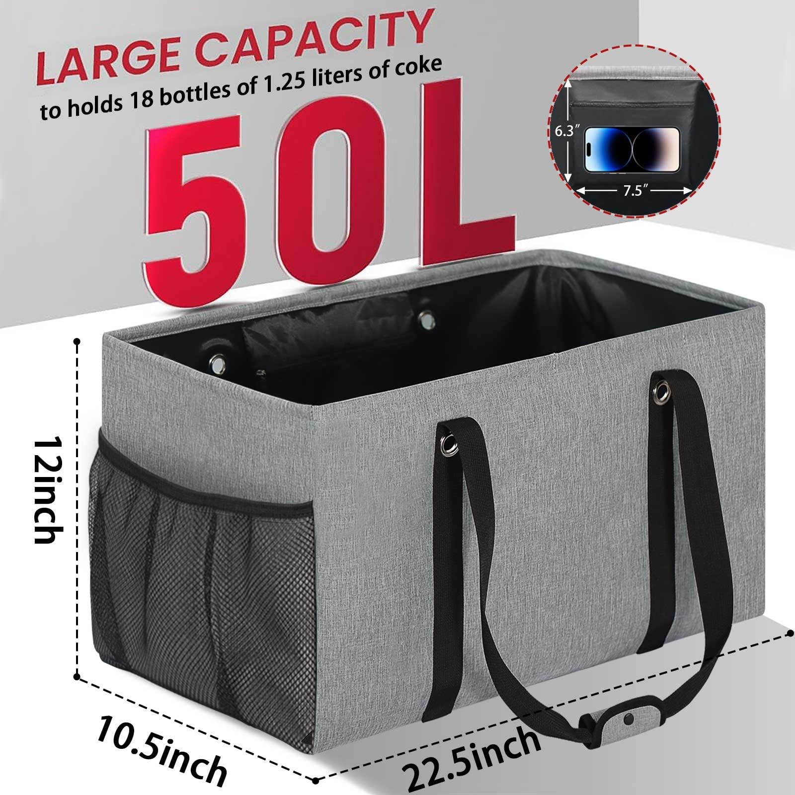 Standing Reusable Grocery Bags with Metal Wire Frame & Hard Bottom, Extra Lar…
