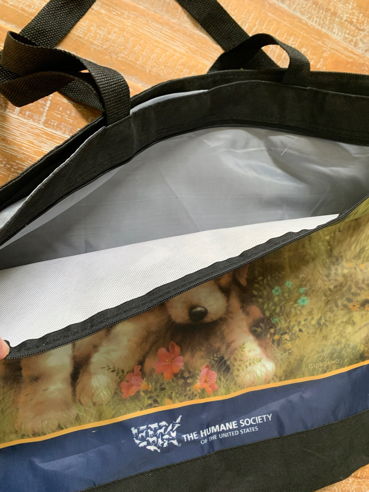 The Humane Society Member Tote Cute Puppies In Nature Shoulder Bag 17”X15”