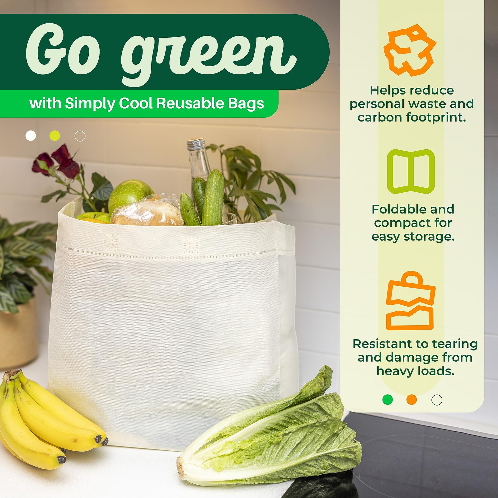 Simply Cool 200 Pack Reusable Eco-Friendly Large Grocery Shopping Bags 14.5″x…