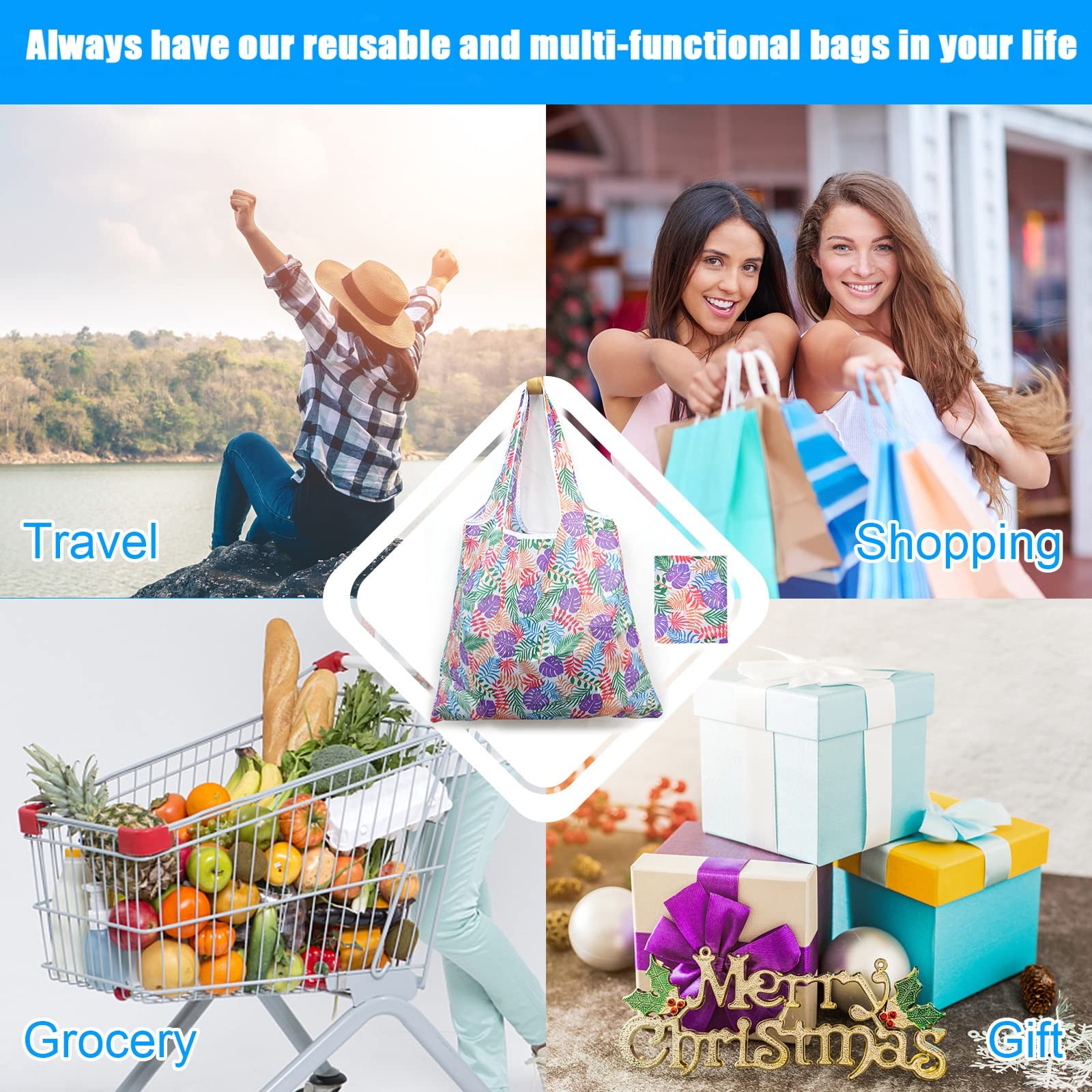 9 Pack Reusable Grocery Bags Foldable Shopping Bags Heavy Duty Envirosax Bags Wa
