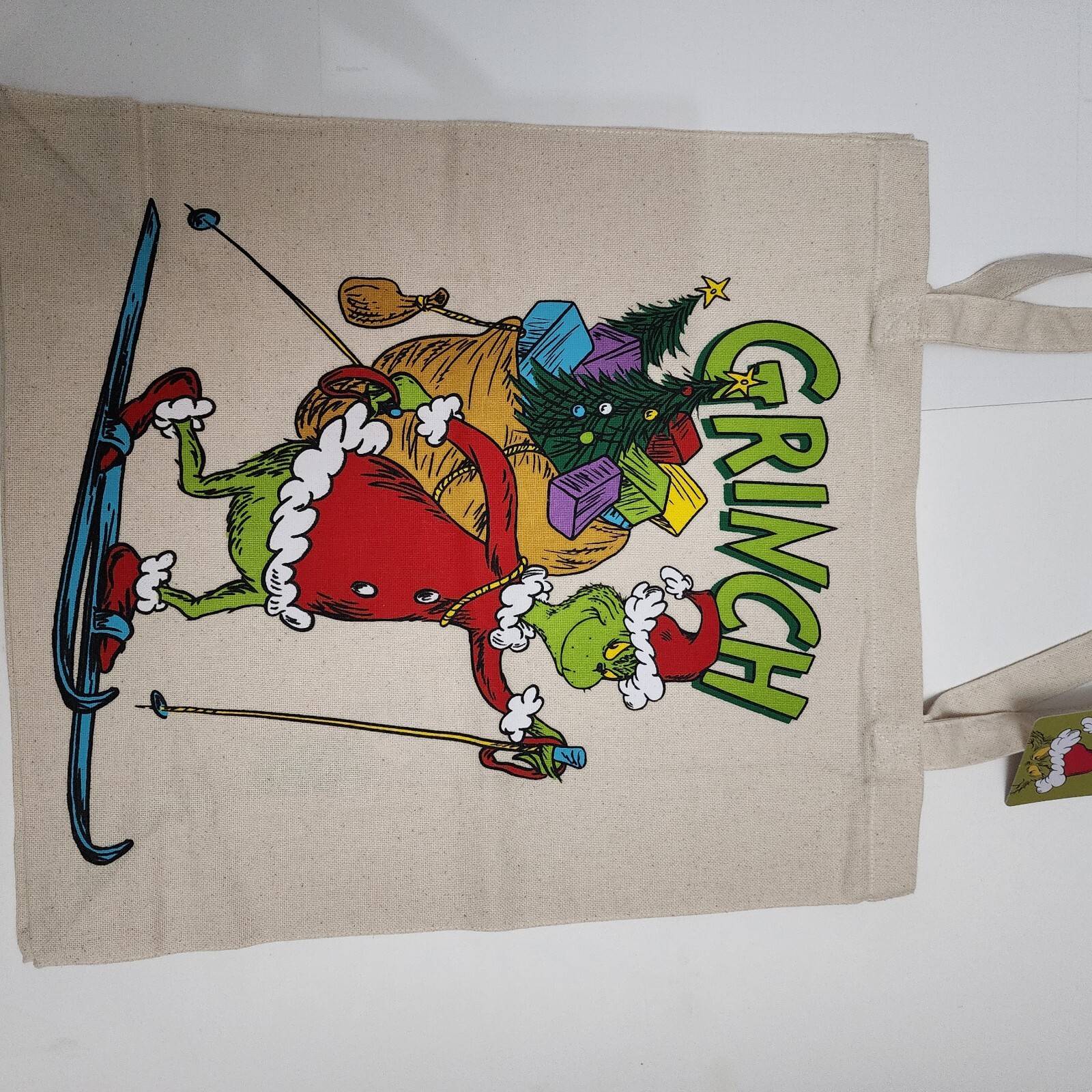 PRIMARK Santa Grinch Tote Bag Stole Christmas Presents Dr Seuss Cotton Ski