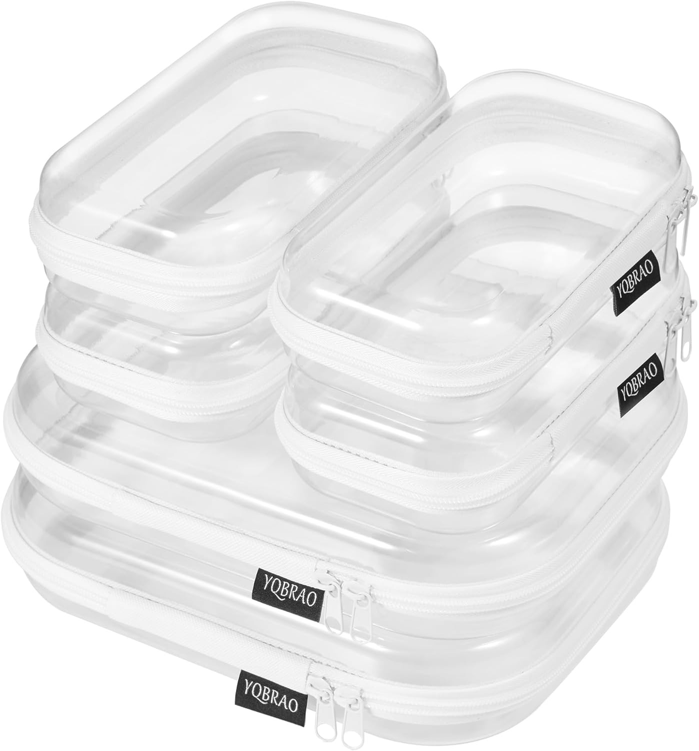 6 Pack Clear Hard Shell Beauty Organizer (2M+4S), 1.2Mm Crush-Proof Cosmetic Cas