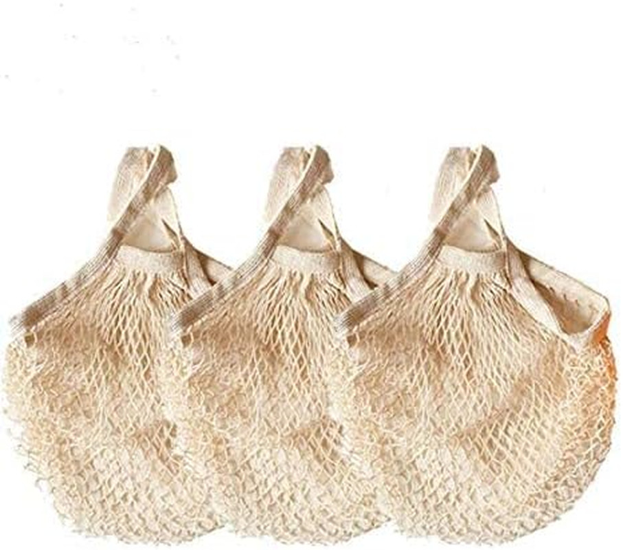 3 Pack Reusable Grocery Bags Cotton Net Shopping Tote Ecology Market String Bag