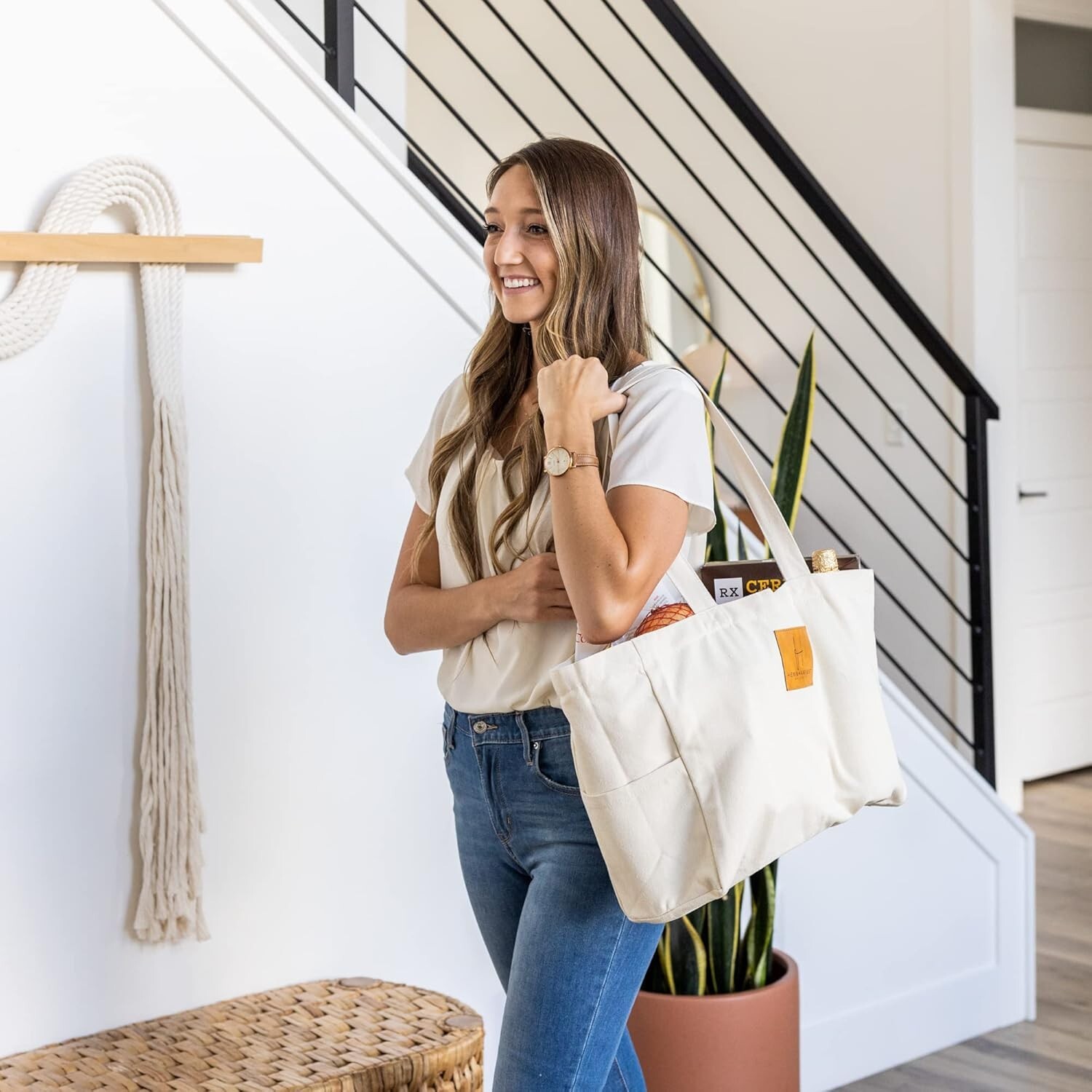 Soft Eco-Friendly Canvas Grocery Totes – Large Reusable Bags with Smart Pockets