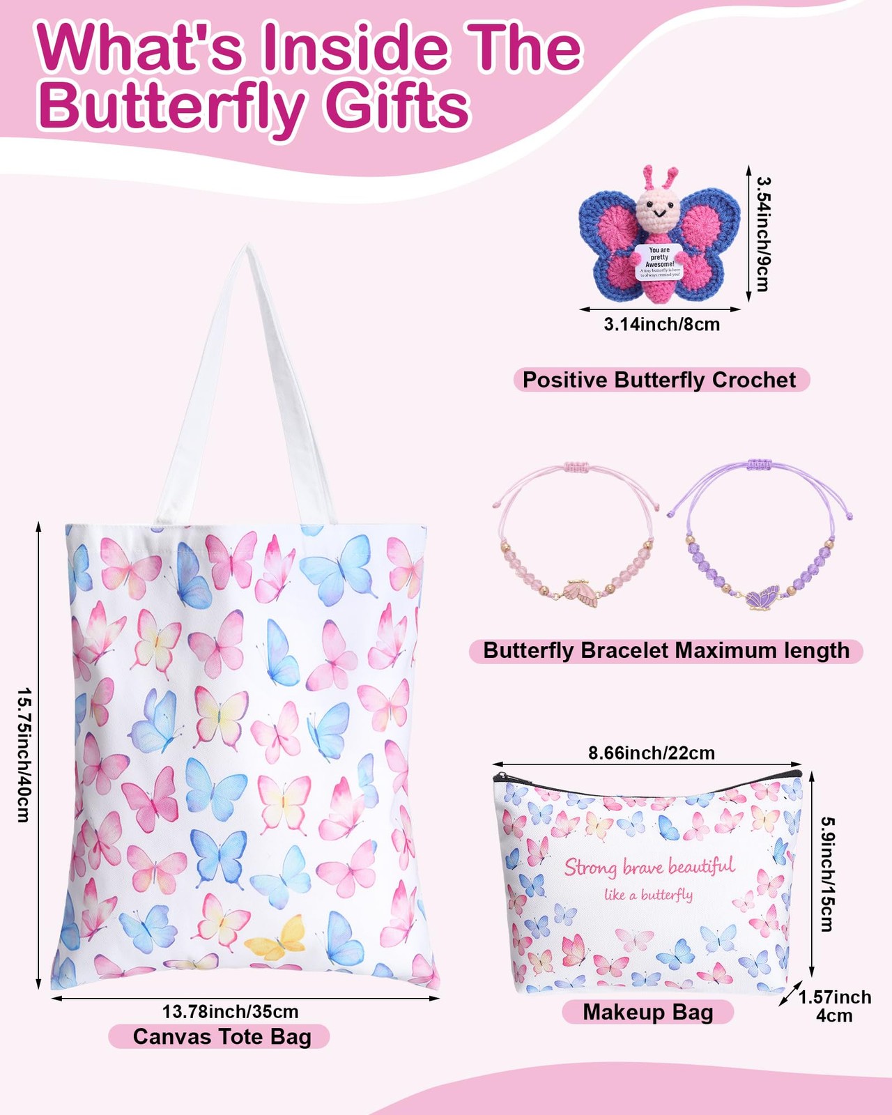 Shihanee 5 Pcs Butterfly Lover Gifts 13.7 x 15.7 x 1.57 inches, Multicolor