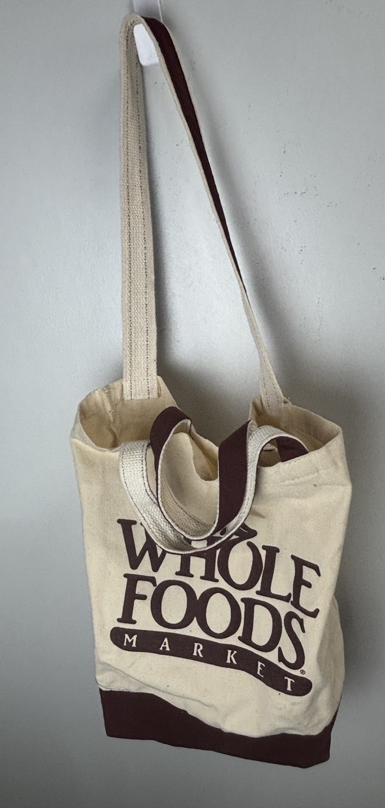 Vintage Whole Foods Canvas Shopping Bag Made in USA Maroon Tote HTF