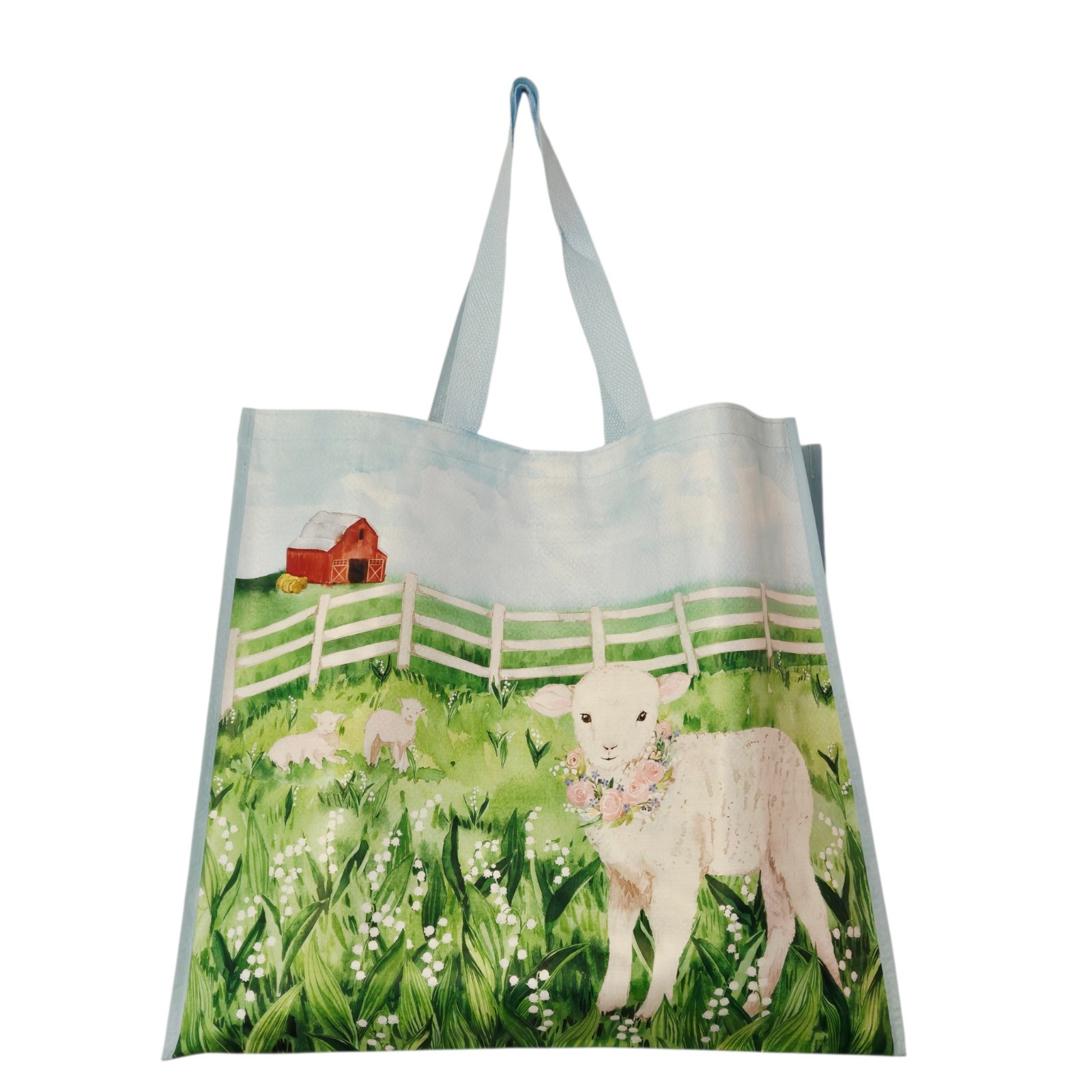 Lamb Sheep Lilies Of The Valley Farm Barn Wreath Fence Spring Gift Bag TJMaxx