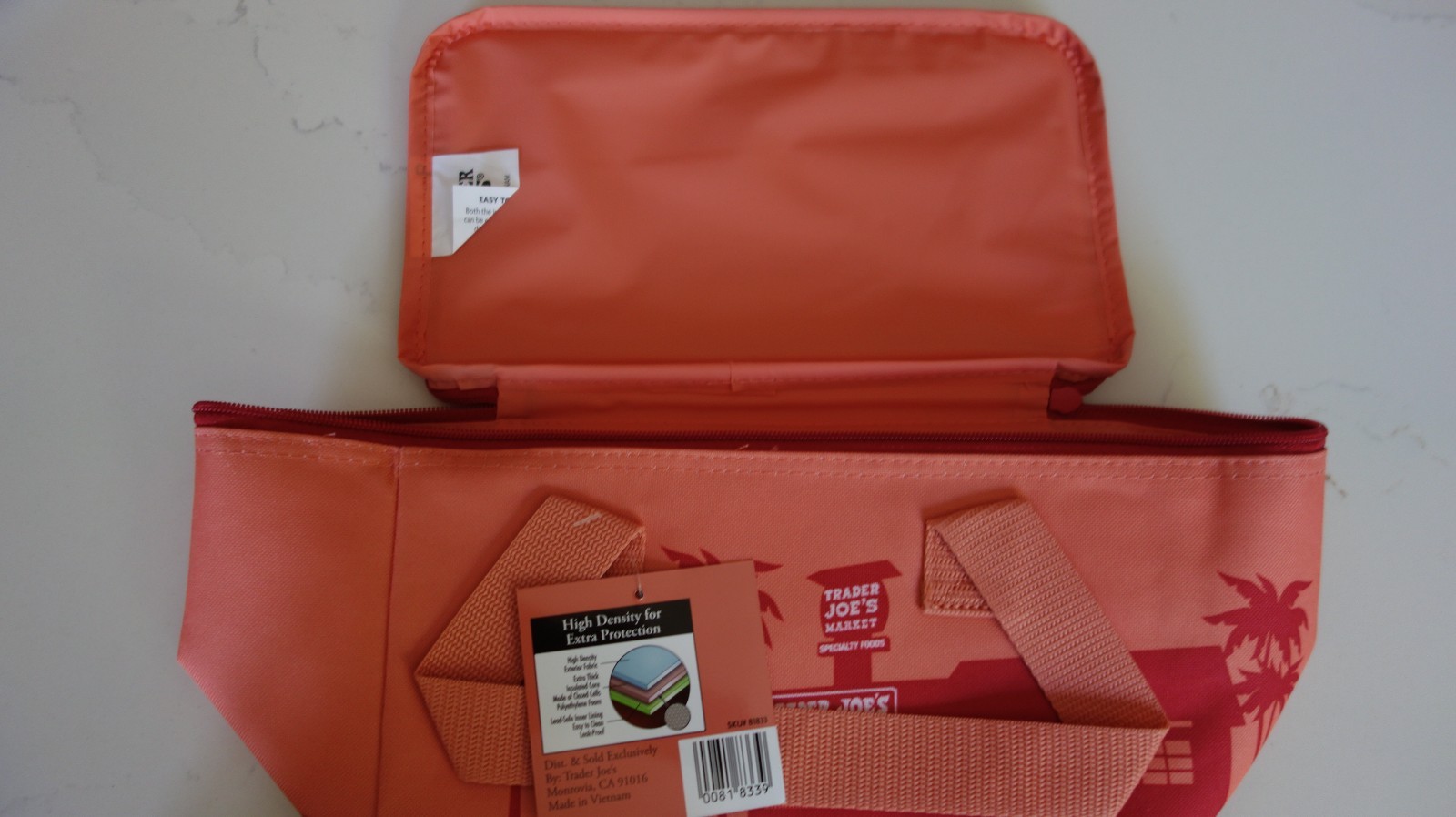 Trader Joe’s Mini Insulated BAG /TOTE Peach Holds up to 1.5 Gallons New