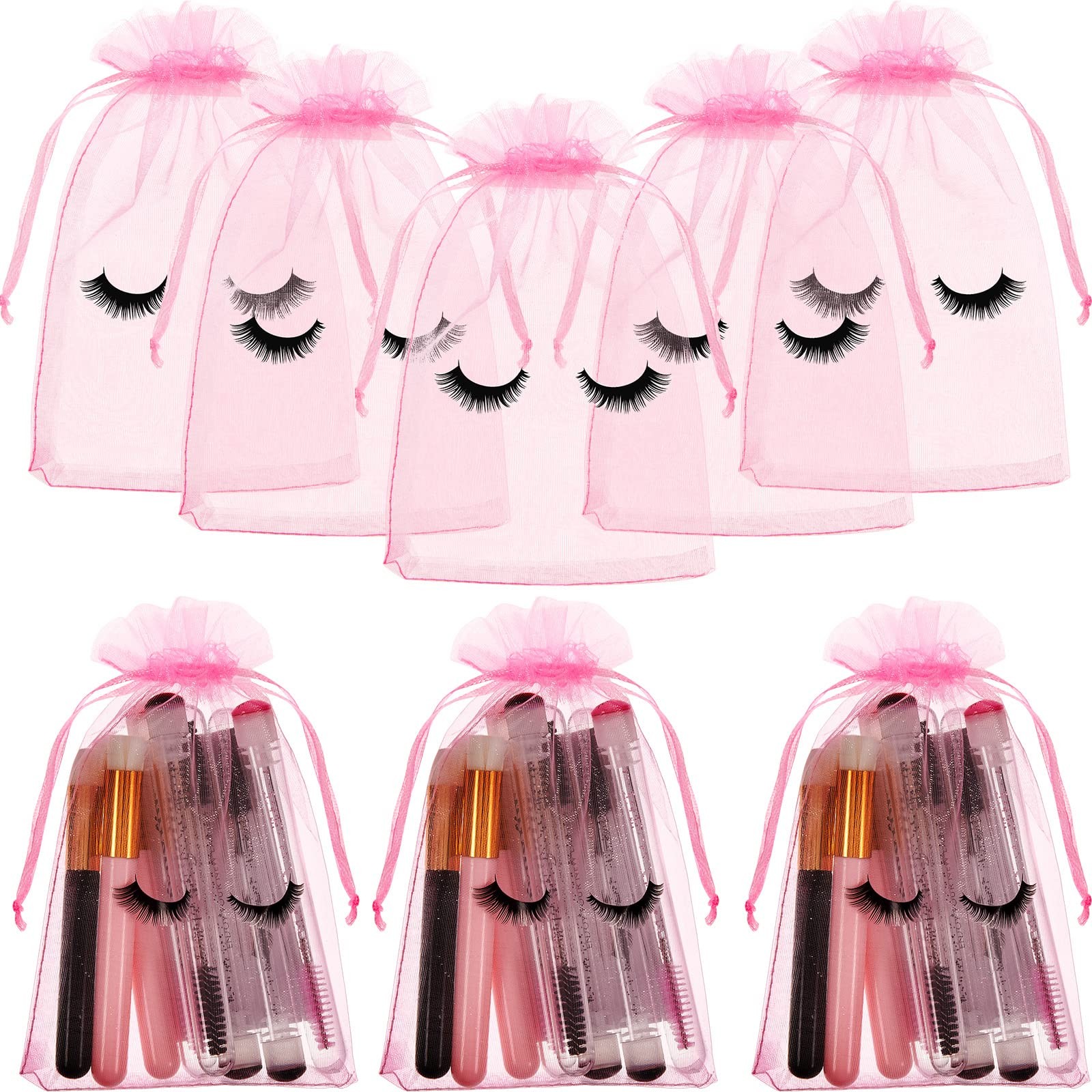 Reginary 100 Pcs Eyelash Aftercare Bags Eye Lash 8 x 6 Inch, Pink Plus Black