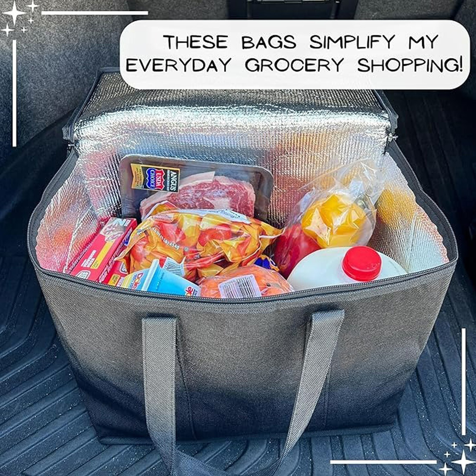 Cooler Bag and Insulated Grocery Bags for Food Delivery Collapsible Shopping Bag