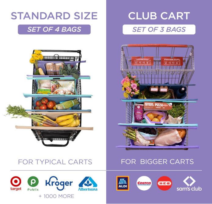 Original Trolley Reusable Shopping Bags, Detachable Reusable Grocery Bags 4-Pack